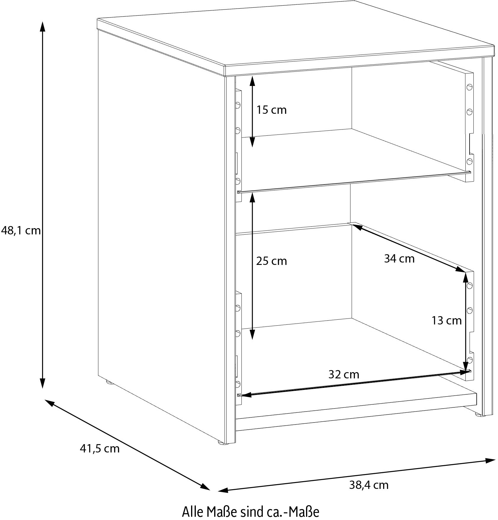 FORTE Nachtkommode »Culgoa« Nachtkomme, 2farbig, Stauraum, 2 Schubkästen