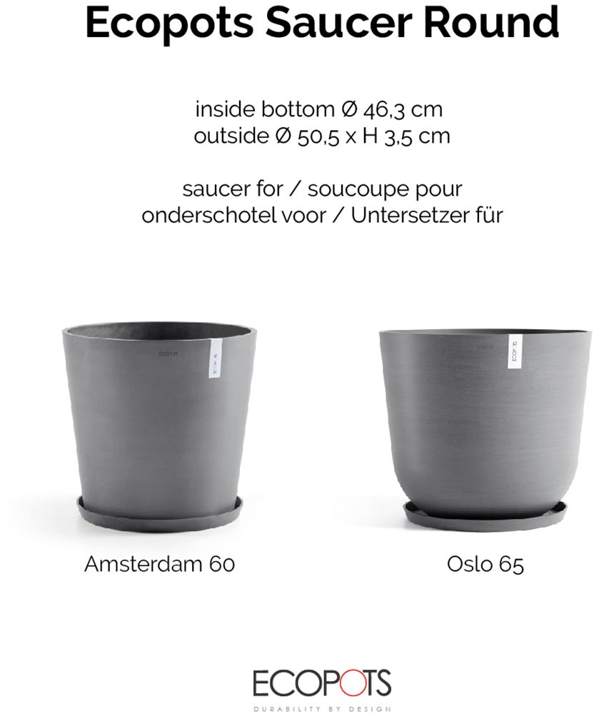 ECOPOTS Blumentopfuntersetzer »ROUND SAUCER Grey« BxTxH: 50,5x50,5x3,5 cm