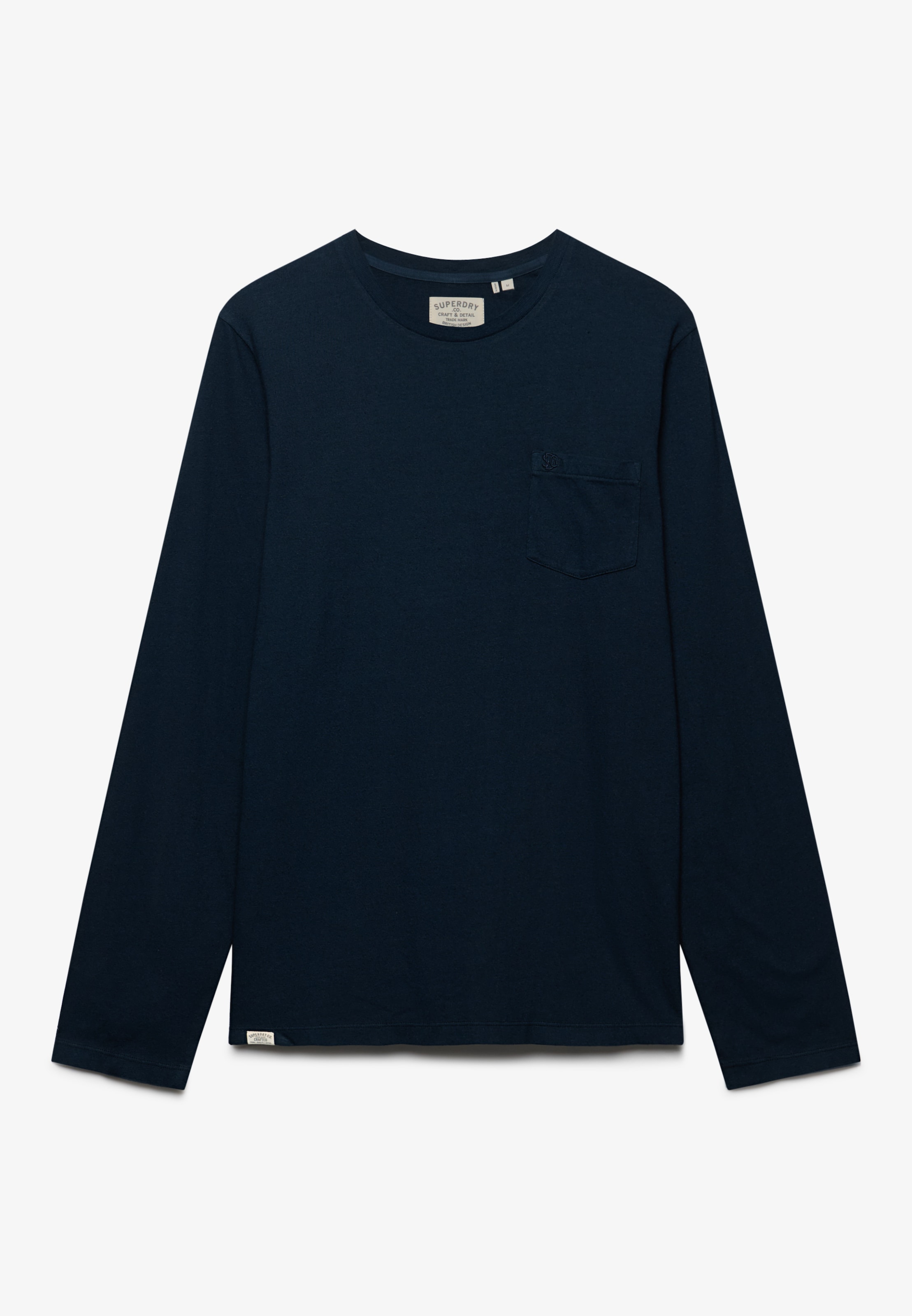 Superdry Langarmshirt »COTTON LINEN L/S POCKET TOP« aus Baumwolle und Leinen, Relaxed Fit, mit Rundhalsausschnitt