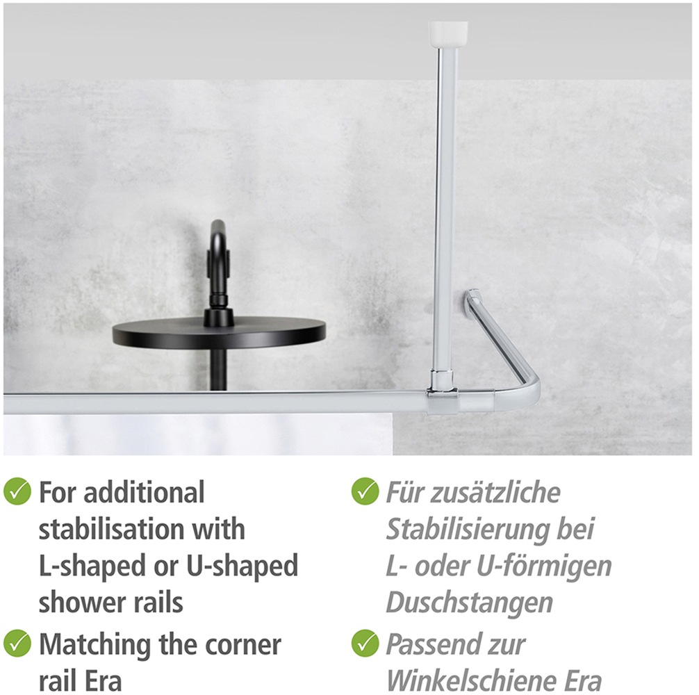 WENKO Duschstangen-Deckenhalter »Modell Era«, Deckenstütze aus Aluminium für Winkelschiene Era, 57 cm