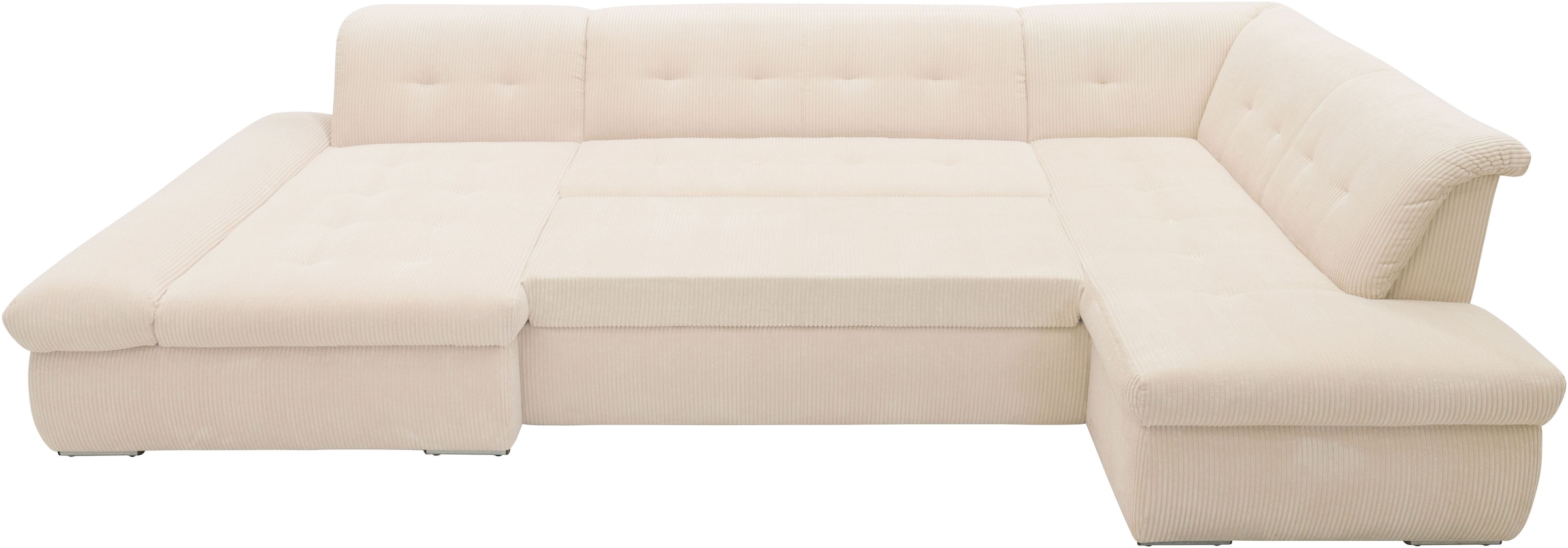 DOMO collection Wohnlandschaft »Moric U-Form auch in Cord«, im XXL-Format, wahlweise mit Bettfunktion und Armlehnenverstellung