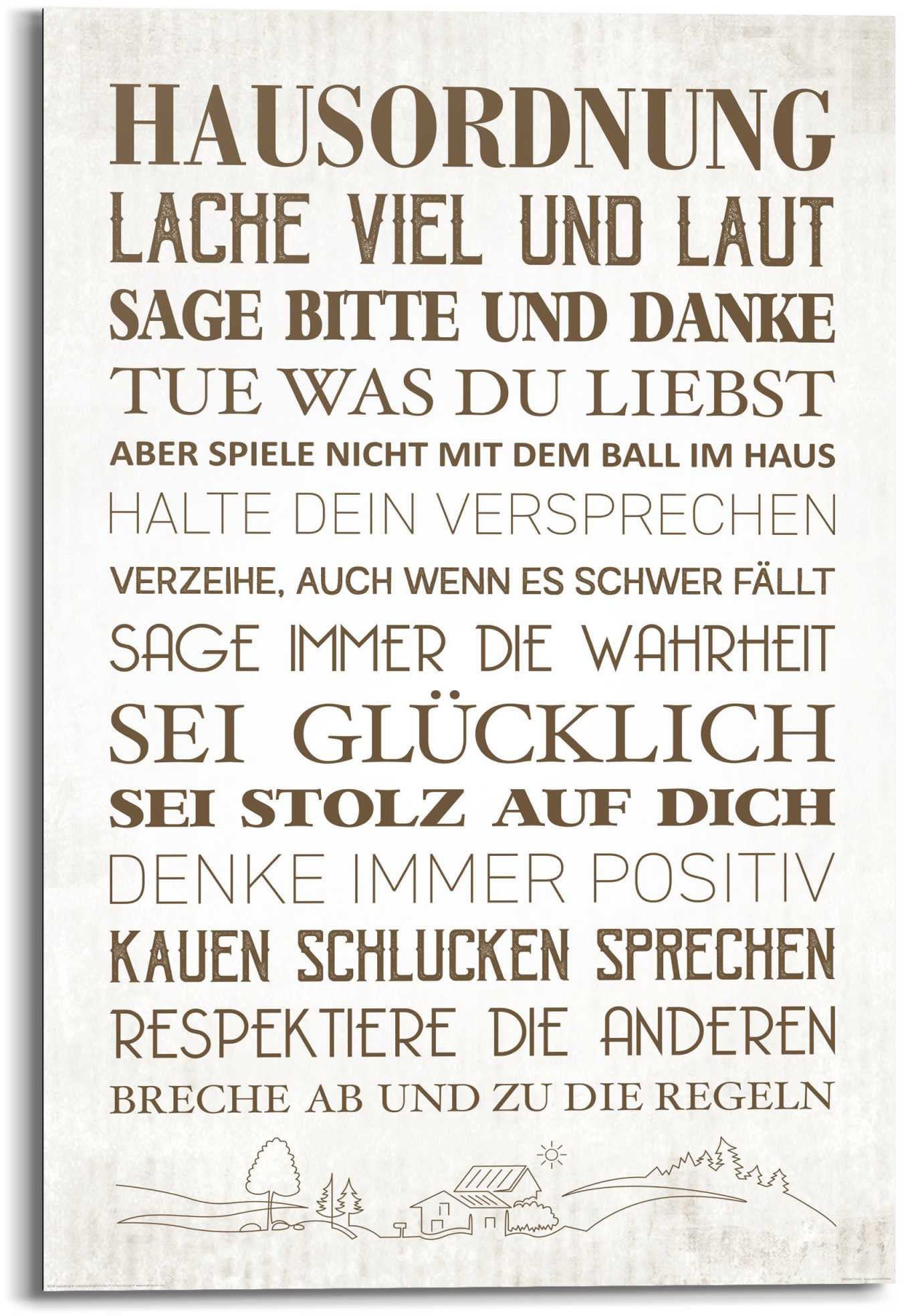 Glück - Wandbild Schriftzug, Zuhause bestellen Raten Positiv«, Familien (1 auf - »Wandbild - Reinders! St.) Hausordnung