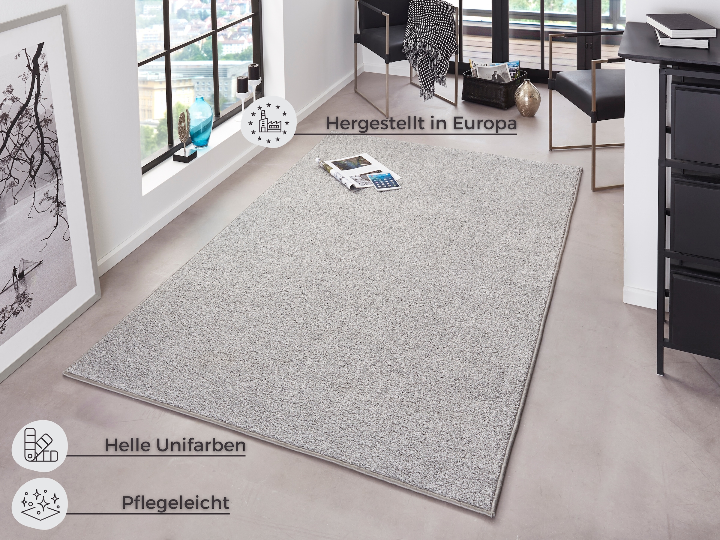 HANSE Home Teppich »Pure 100 Kurzflor«, rechteckig, Kurzflor, Unifarben, Teppich, Modern, Wohnzimmer, Kinderzimmer, Flur