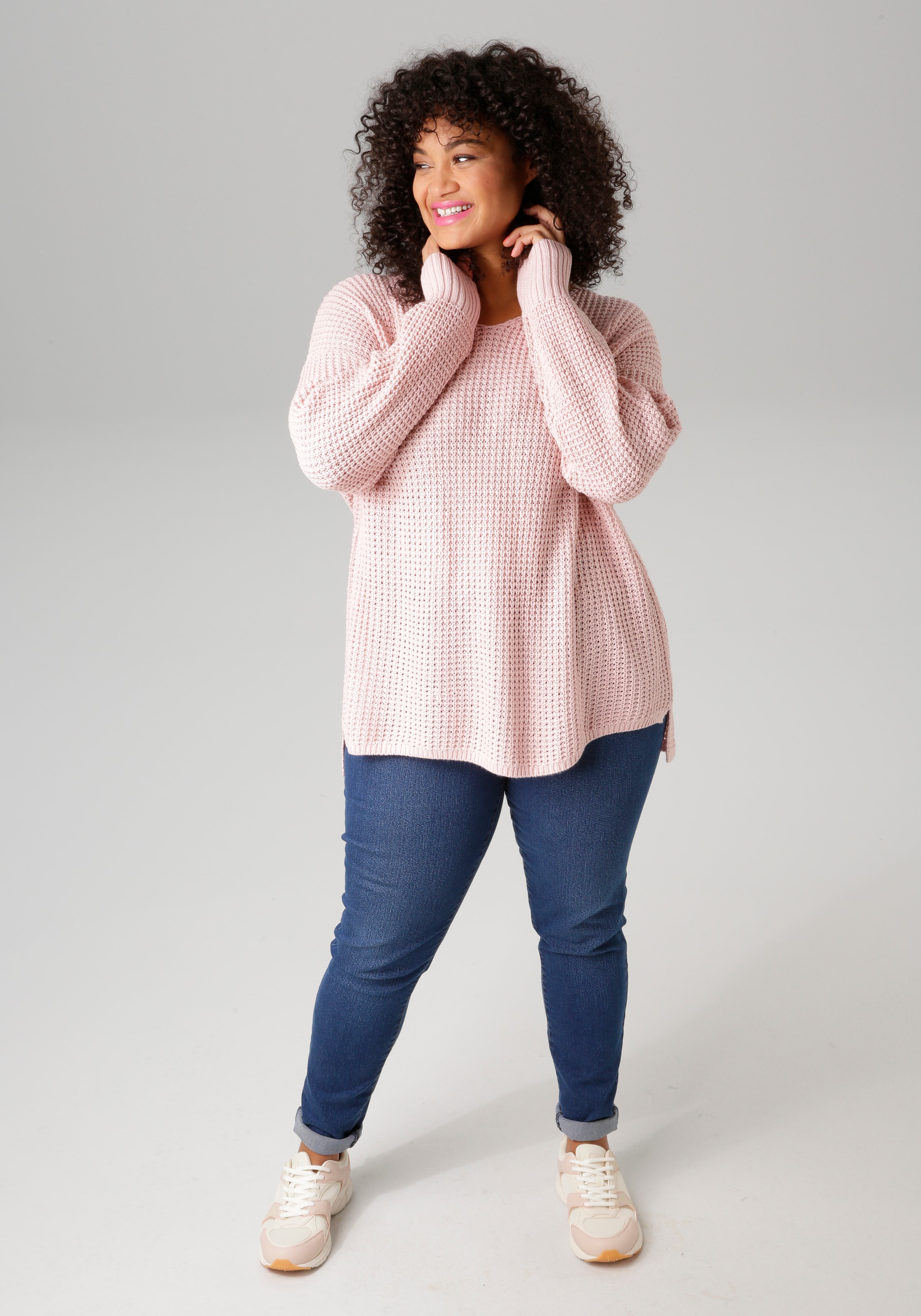 Aniston PLUS Strickpullover, im dezenten Ajour-Strickmuster
