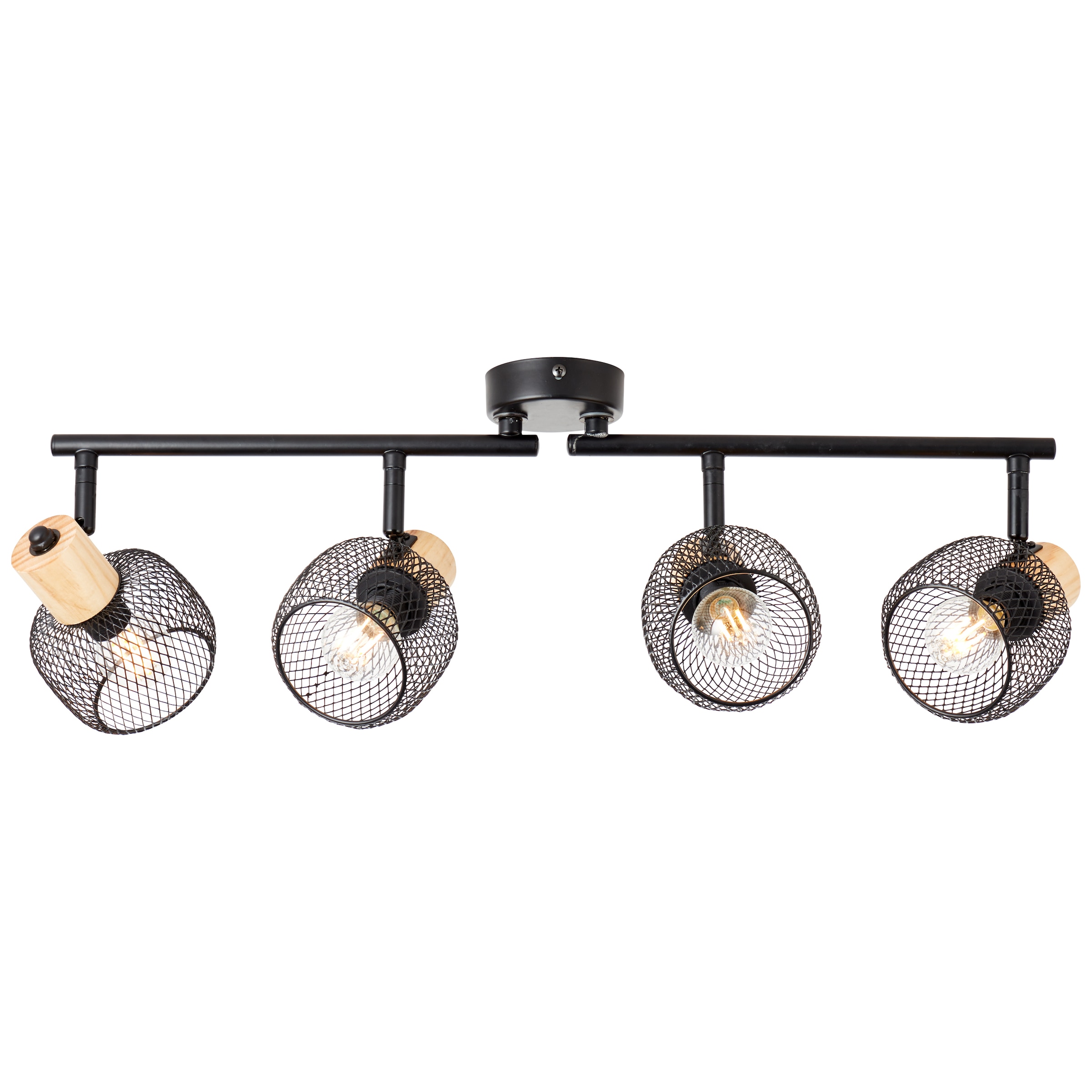 Brilliant Deckenstrahler »Giada«, 4 flammig, Leuchtmittel E14 | ohne Leuchtmittel, Strahlerrohr 4flg, 74 cm, E14, schwenkbar, Metall/Holz, schwarz/braun