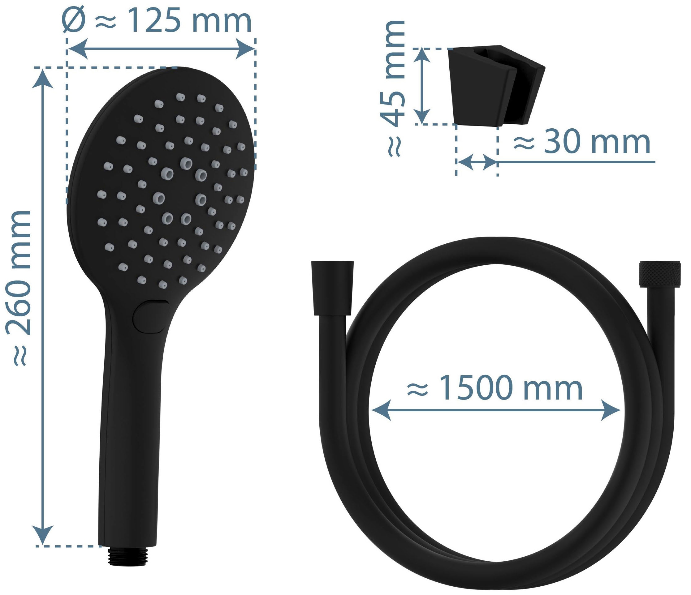 Schütte Handbrause »RAVEN«, (Set), 3-fach verstellbar, Antikalk, wassersparend