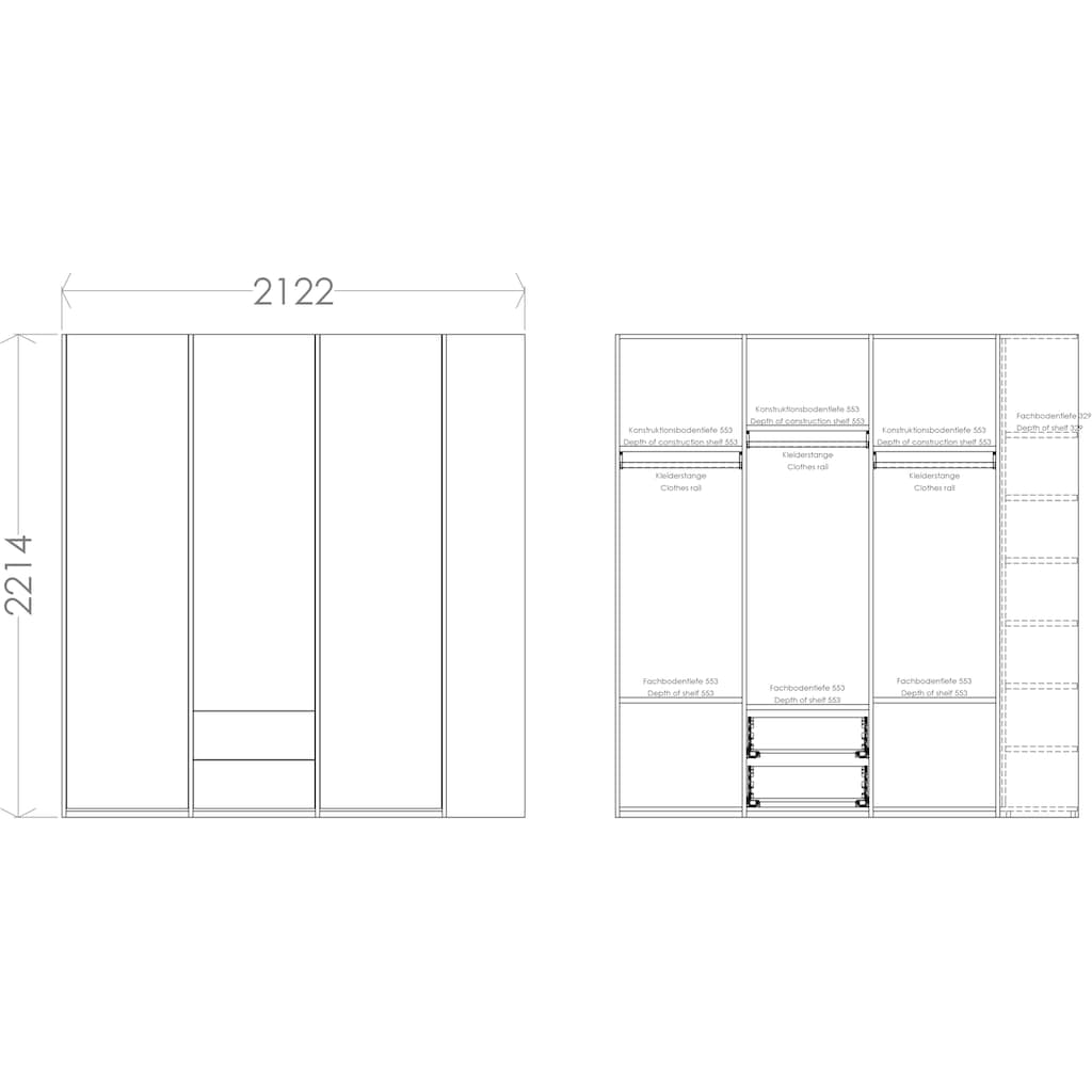 Müller SMALL LIVING Kleiderschrank »Modular Plus Variante 3«, 2 geräumige Schubladen, Anbauregal links oder rechts montierbar