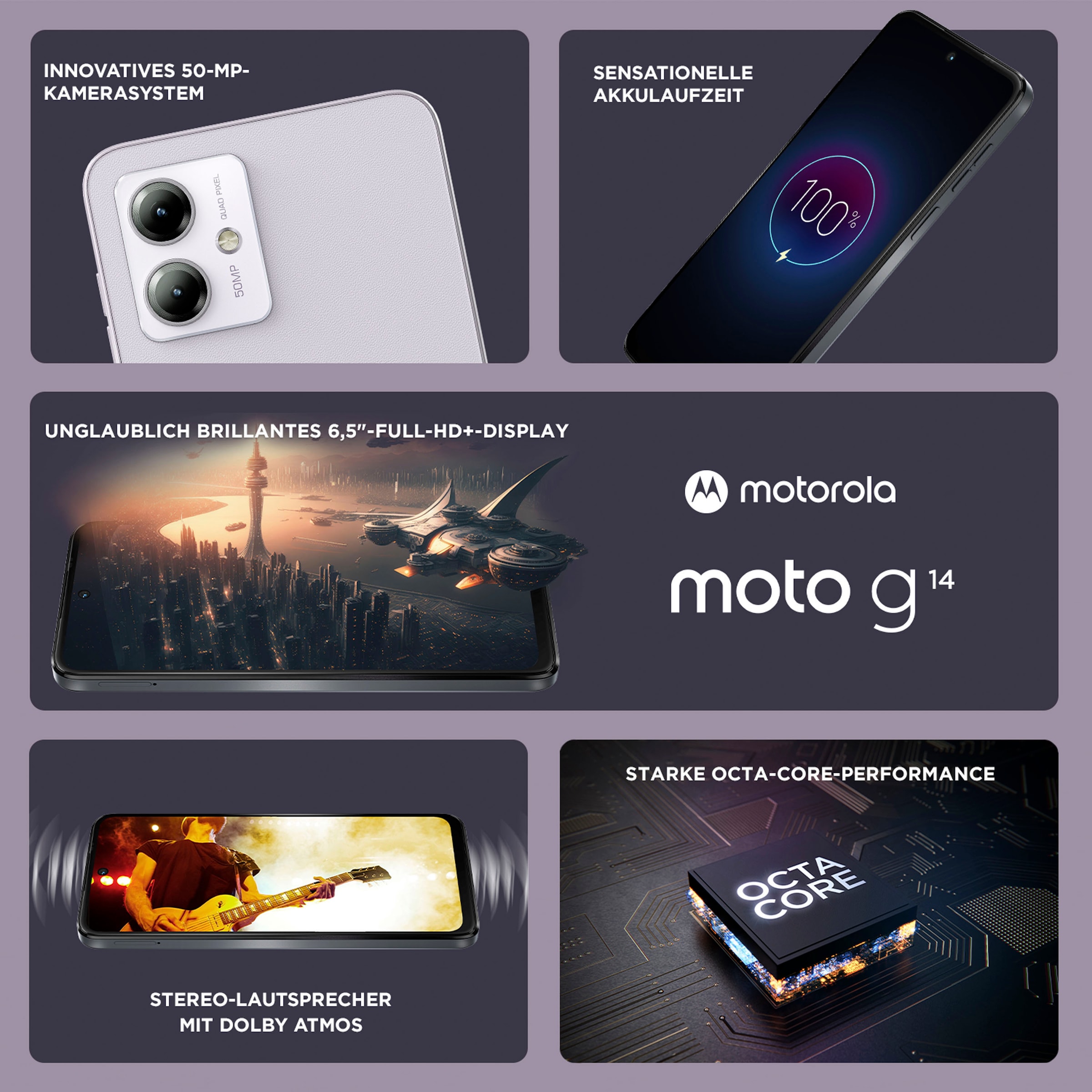 Motorola Smartphone »moto g14«, Zoll, GB Raten auf 16,51 Kamera cm/6,5 kaufen Blue, Speicherplatz, Sky 50 MP 128