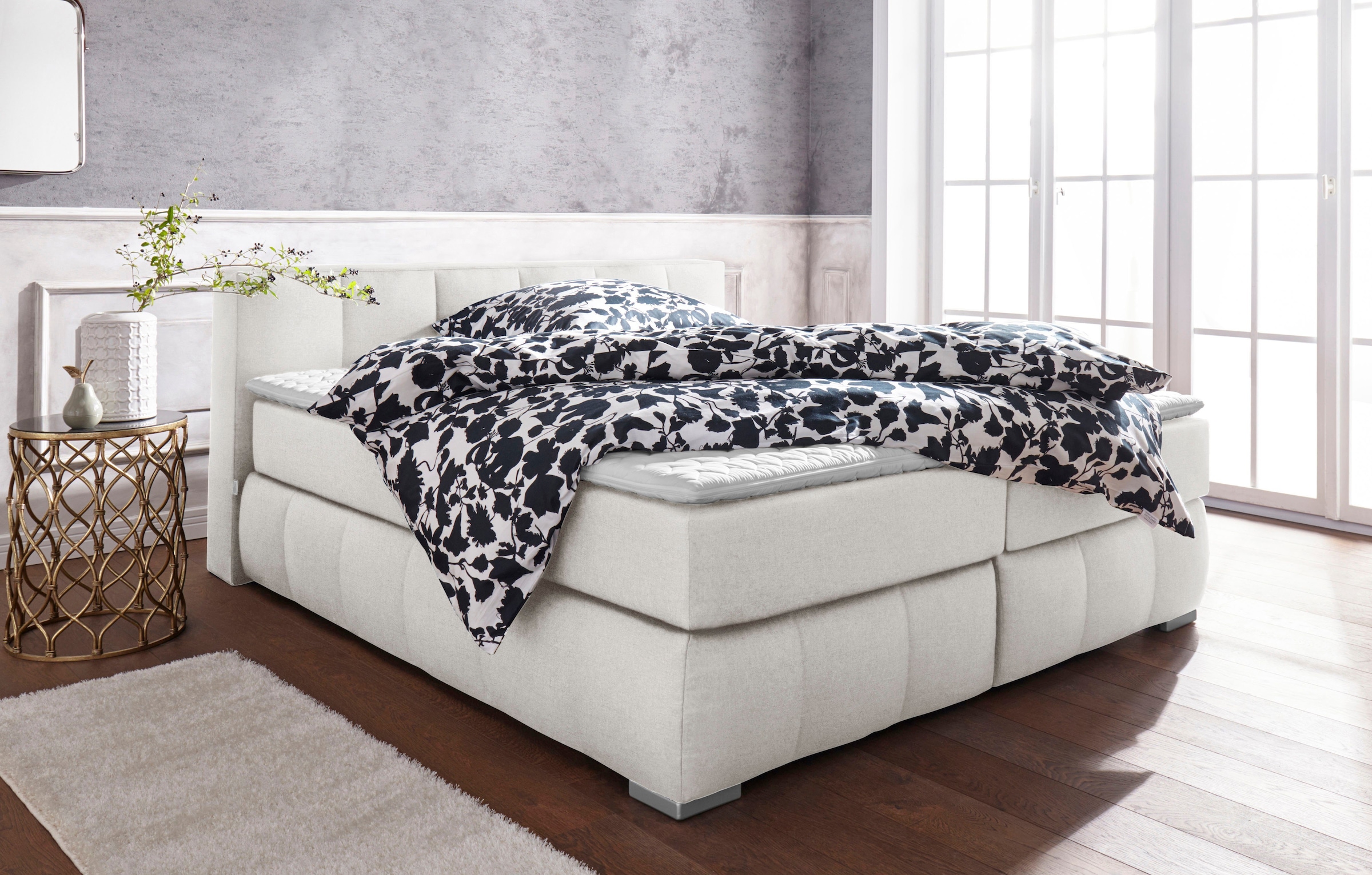 Bild von Guido Maria Kretschmer Home&Living Boxspringbett »Chelles«, inkl. Topper, in XXL- Überlänge 220 cm, Unterbox mit feine Wölbung