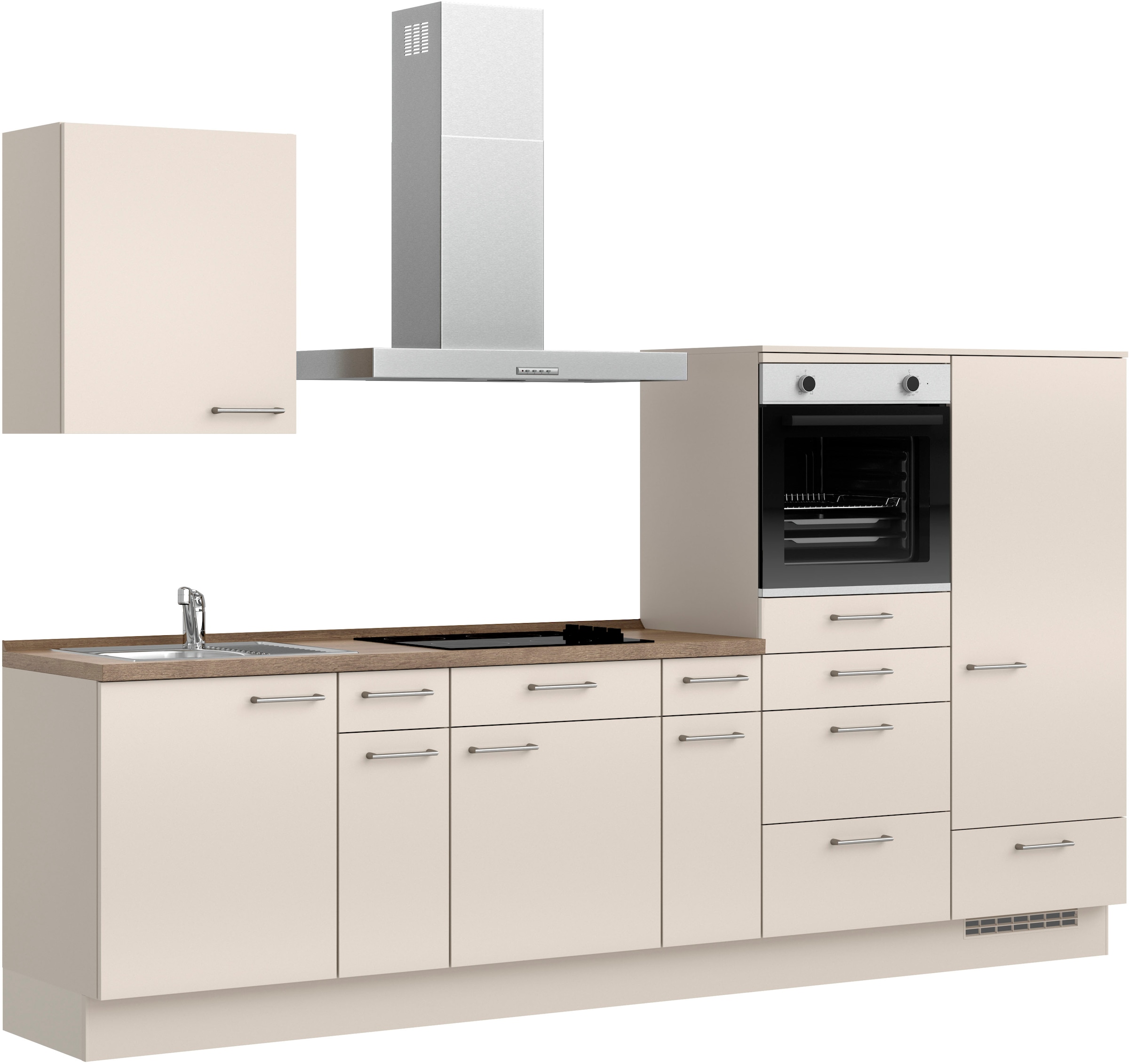 nobilia® Küchenzeile »"Laser I", Ausrichtung wählbar, Breite 300 cm« vormontiert, wahlw. mit unterschiedlichen E-Geräten-Sets