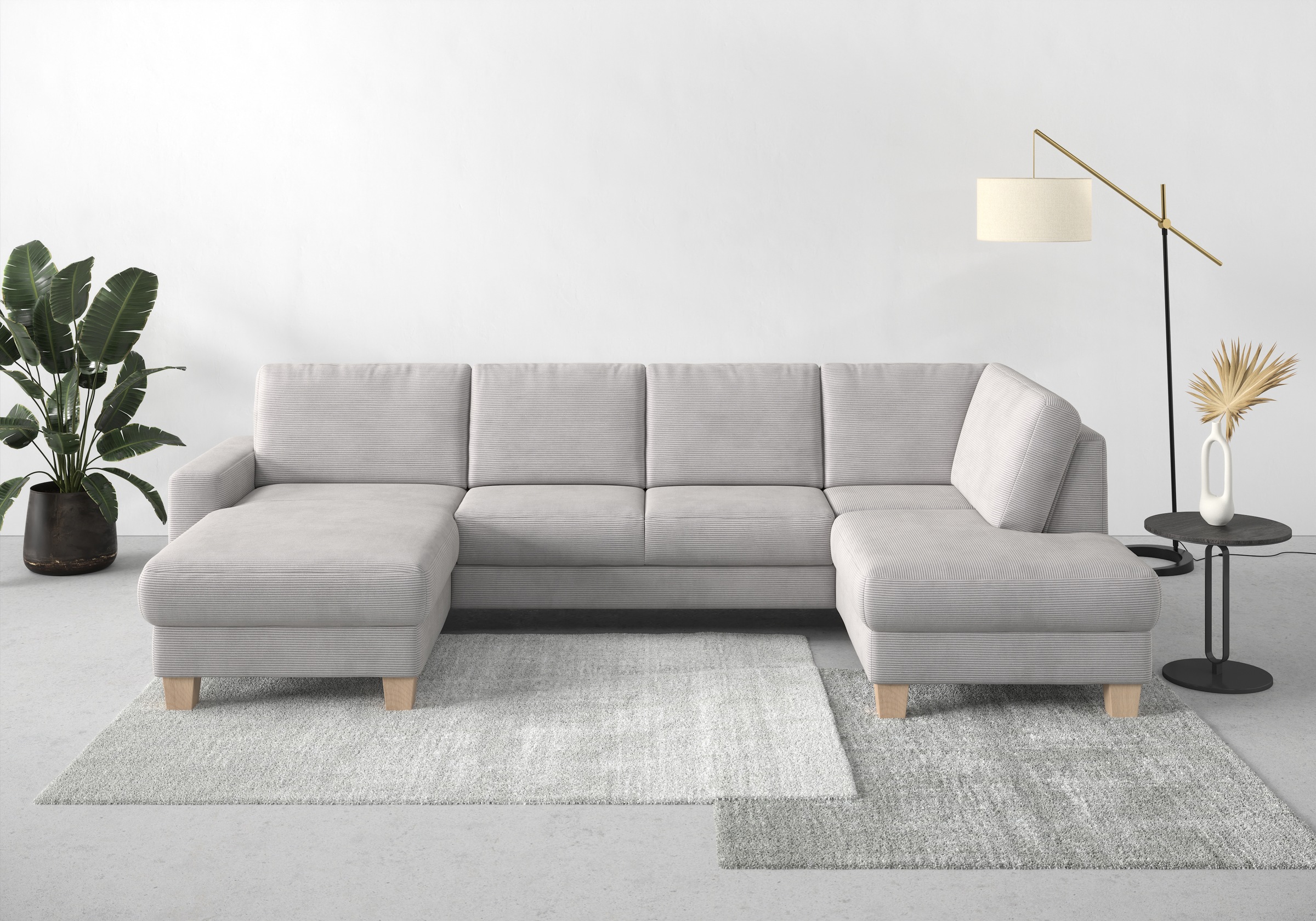 Home affaire Wohnlandschaft »Summer U-Form«, mit oder ohne Bettfunktion und Bettkasten, Cord-Bezug