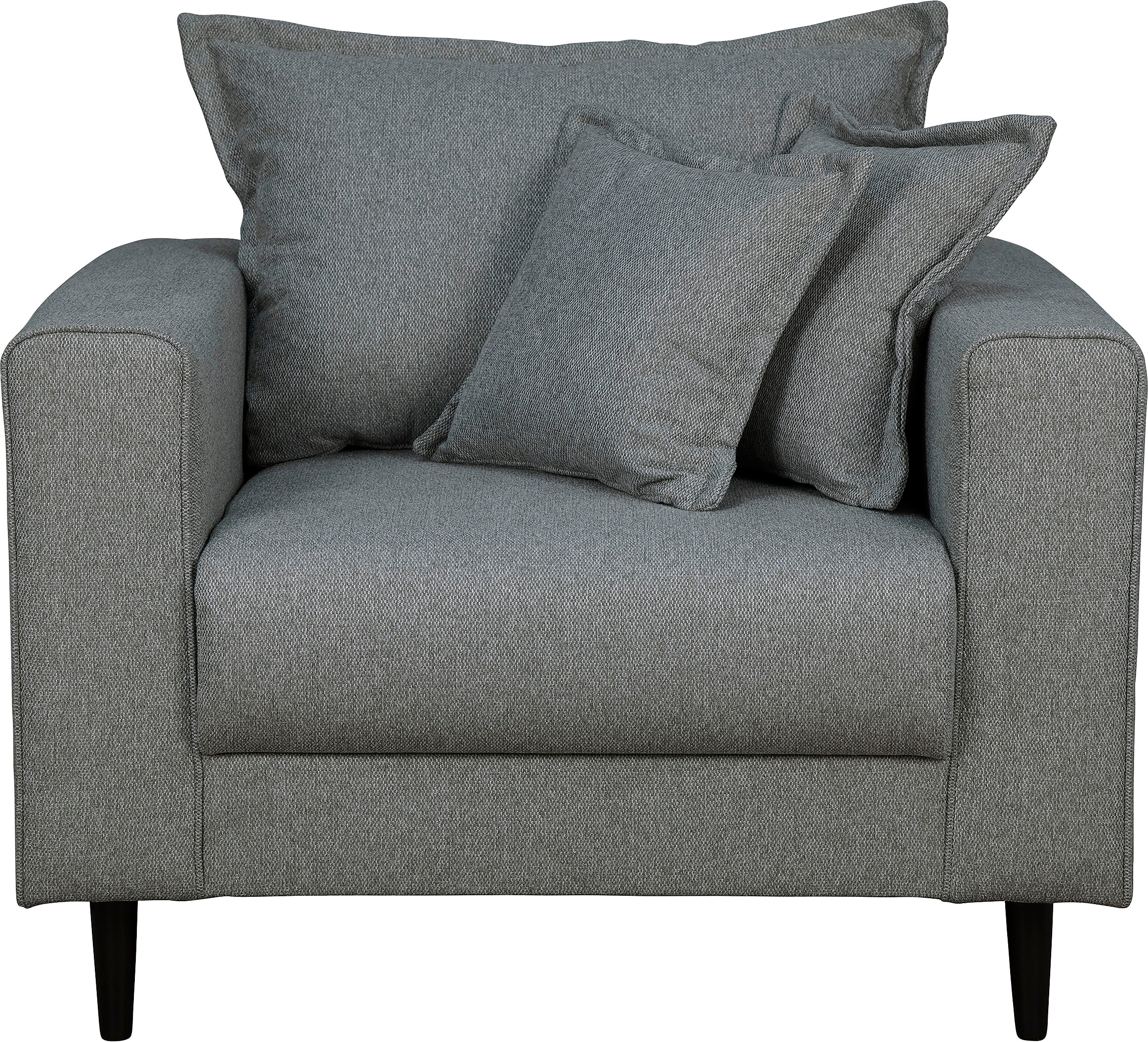 Home affaire Sessel »VEYRAS Loungesessel, Maße B/T/H: 95/84/76 cm«, mit Wellenunterfederung, incl. Kissen