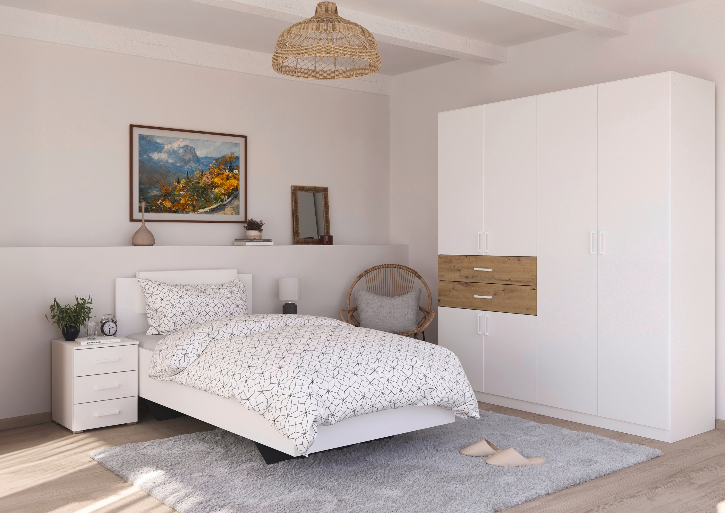 rauch Drehtürenschrank »Kleiderschrank Schrank Garderobe MAIKA mit Dekor-Front«, 2 Schubladen, in verschiedenen Breiten, Höhen, Farben, MADE IN GERMANY