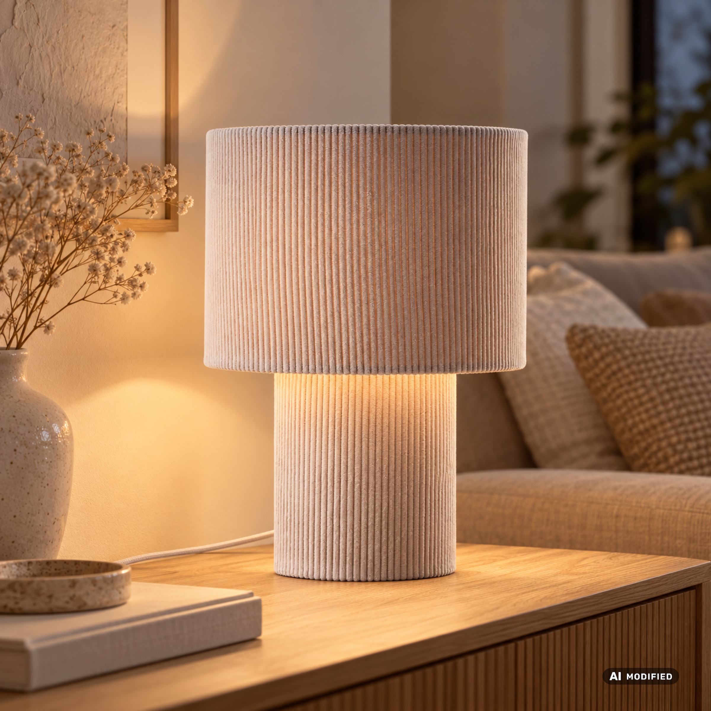 LeGer Home by Lena Gercke Tischleuchte »Kathleen Cordleuchte« E27 1 Stk. Cordstoff, H 30 cm, Ø 23 cm, E27, Cord, Stoffleuchte, Tischlampe