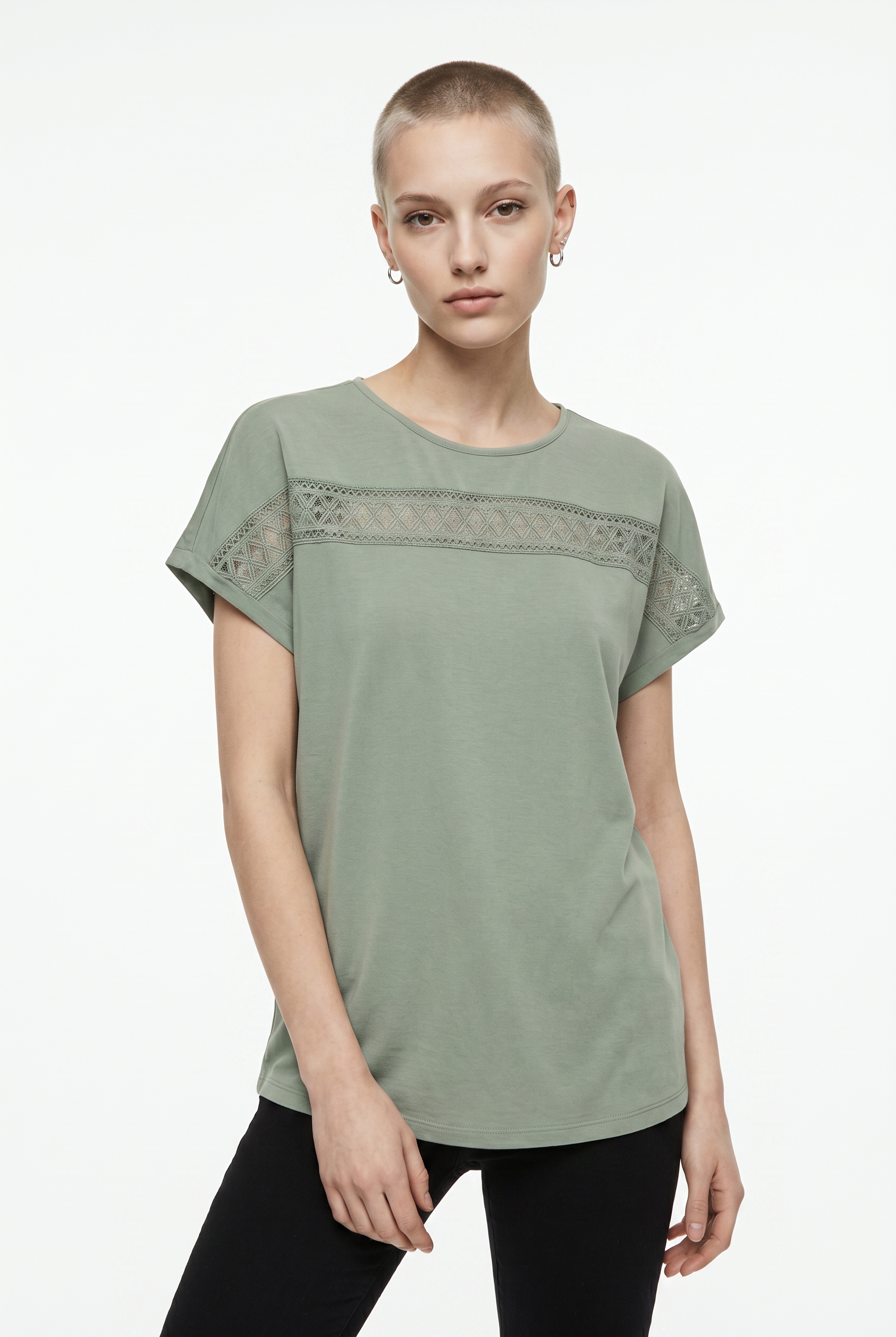 ONLY Kurzarmshirt »ONLFREE LIFE S/S LACE PANEL TOP JRS«