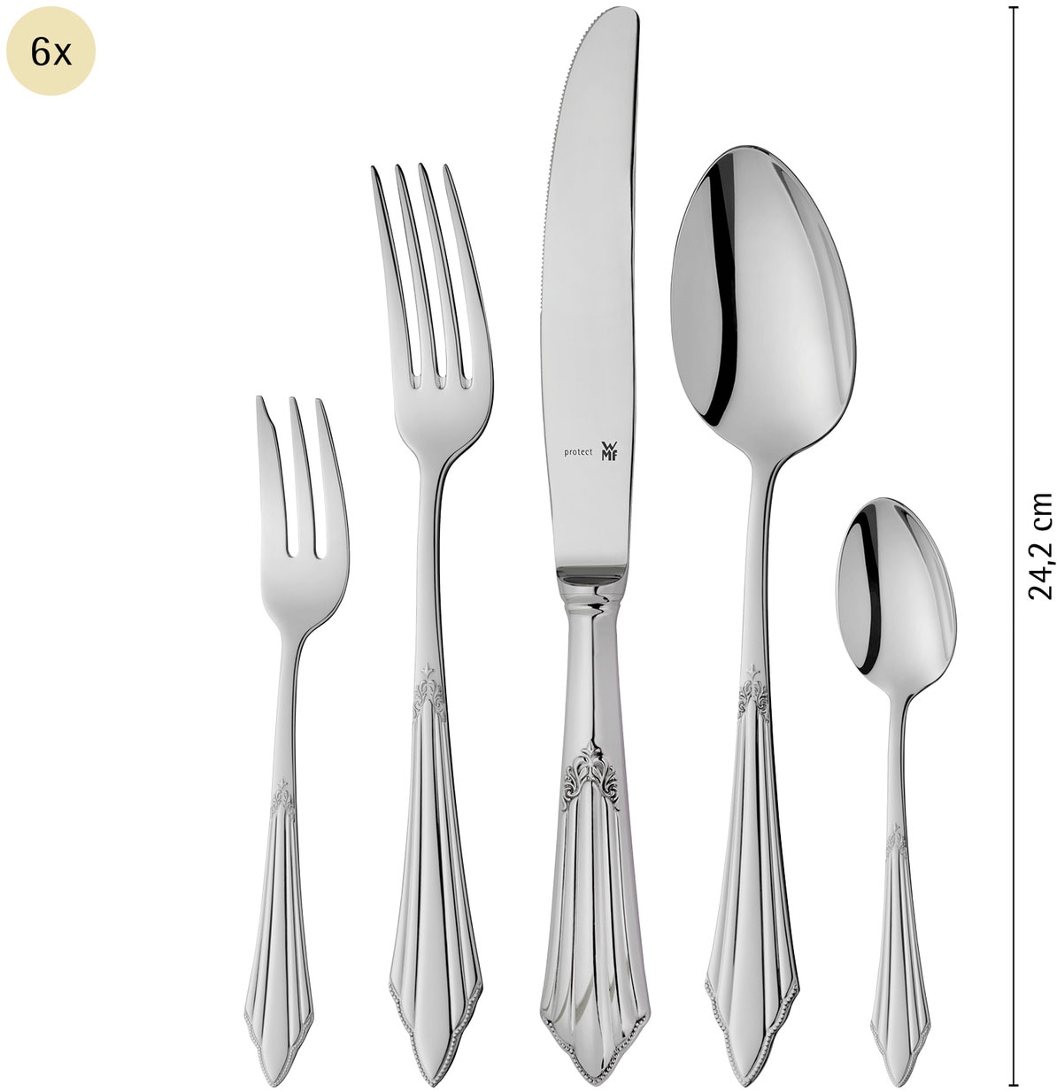 WMF Besteck-Set »Fächer«, (Set, 30 tlg.), ergonomisch, Cromargan protect