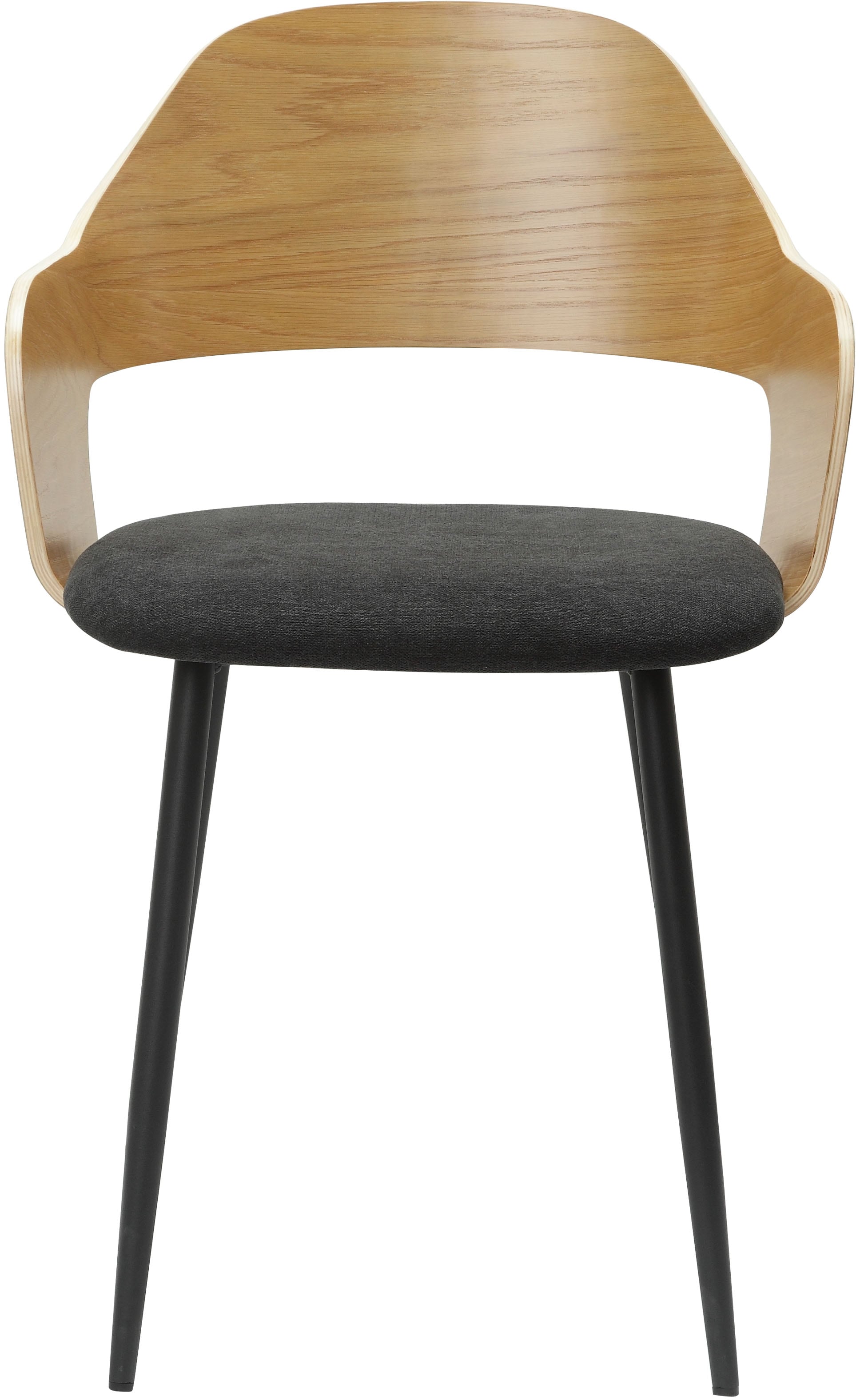 Home affaire Esszimmerstuhl »Belleville« (Set) 2 Stk.Rückenlehne in Eichenfurnier, Beine aus Metall