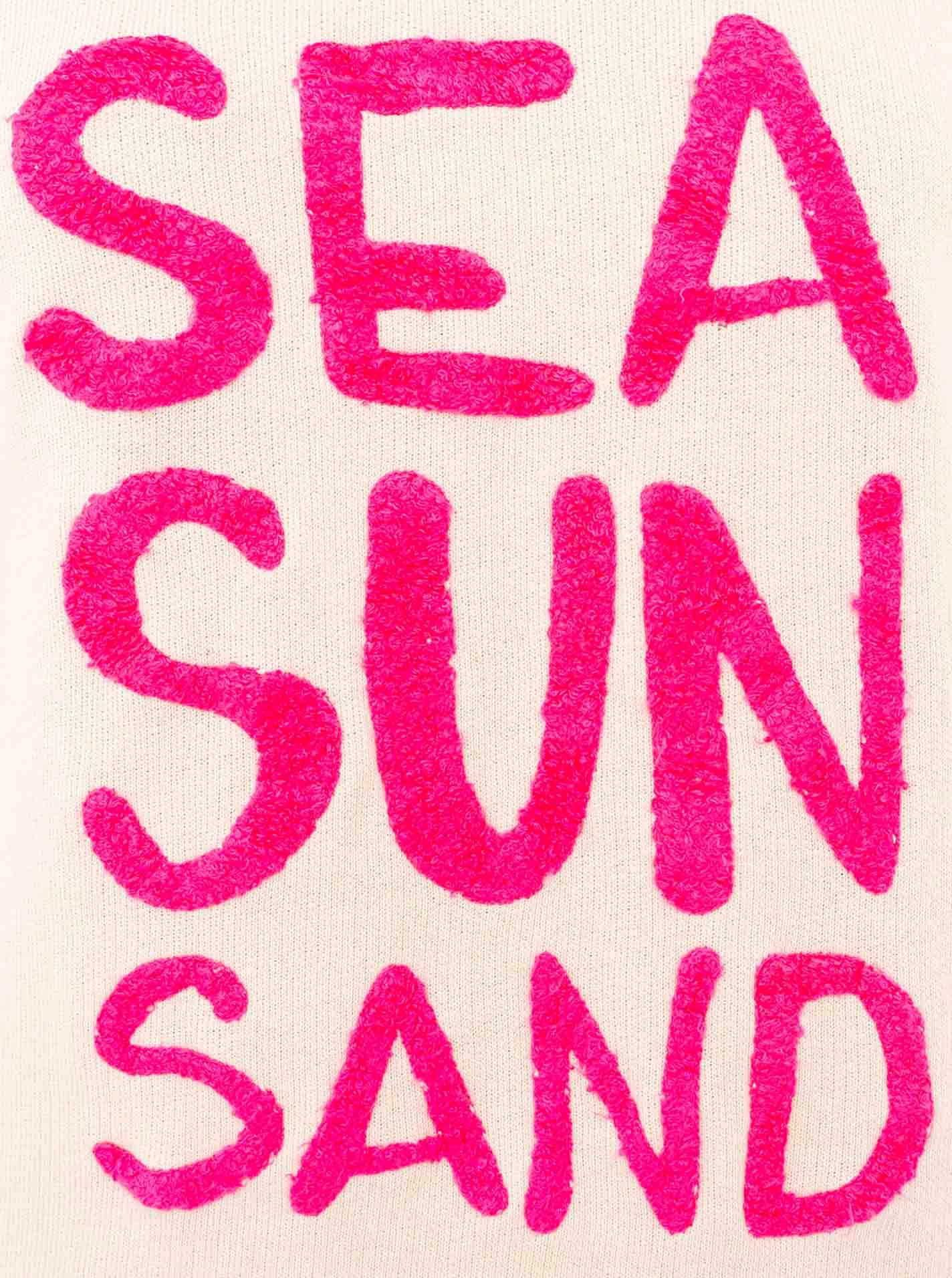 Zwillingsherz Sweater »"Sea Sand Sun"«, Flock-Print, ausgefranster Rundhalsausschnitt, Langarm