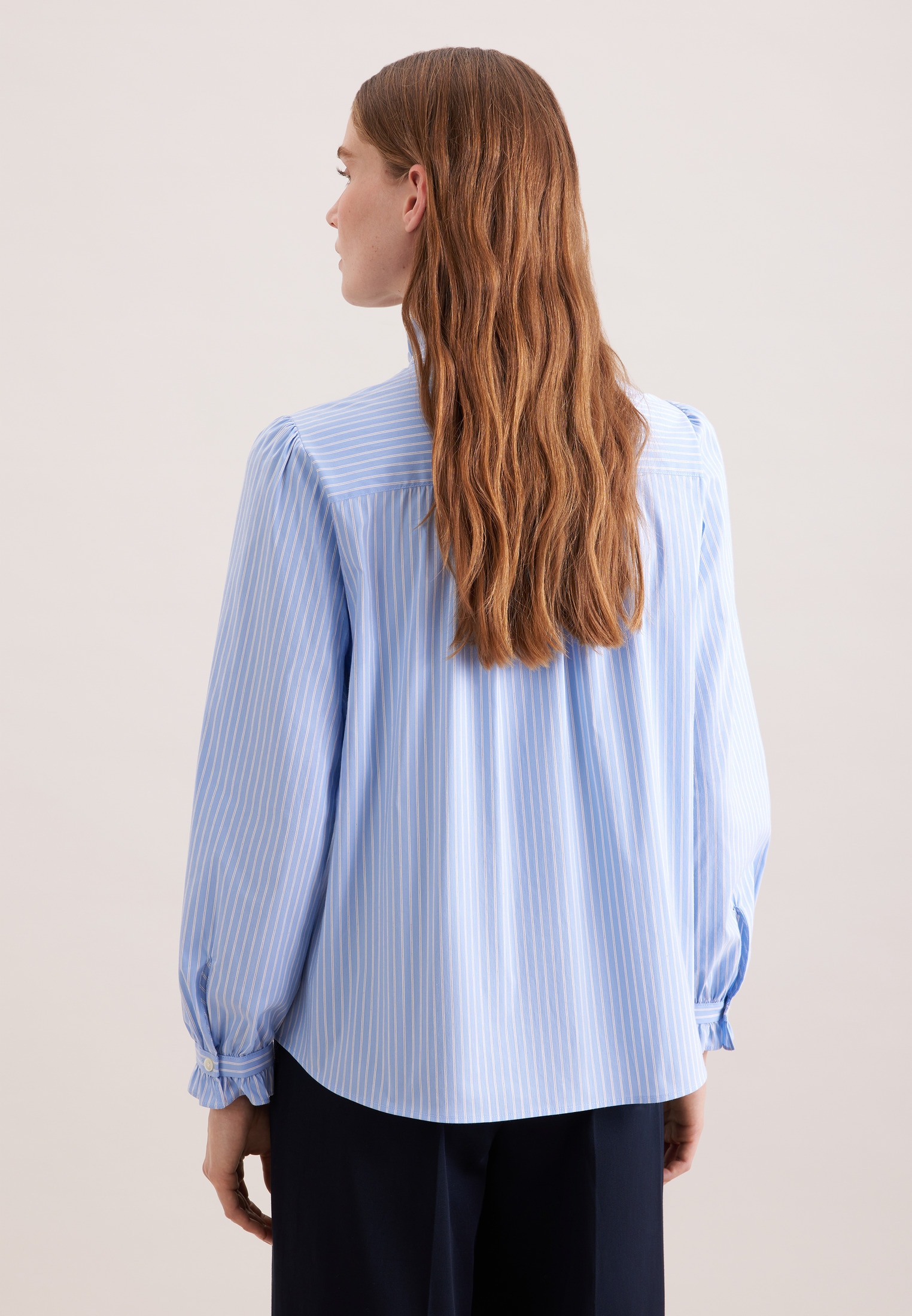 seidensticker Rüschenbluse 1/1 Stehkragen Gestreift