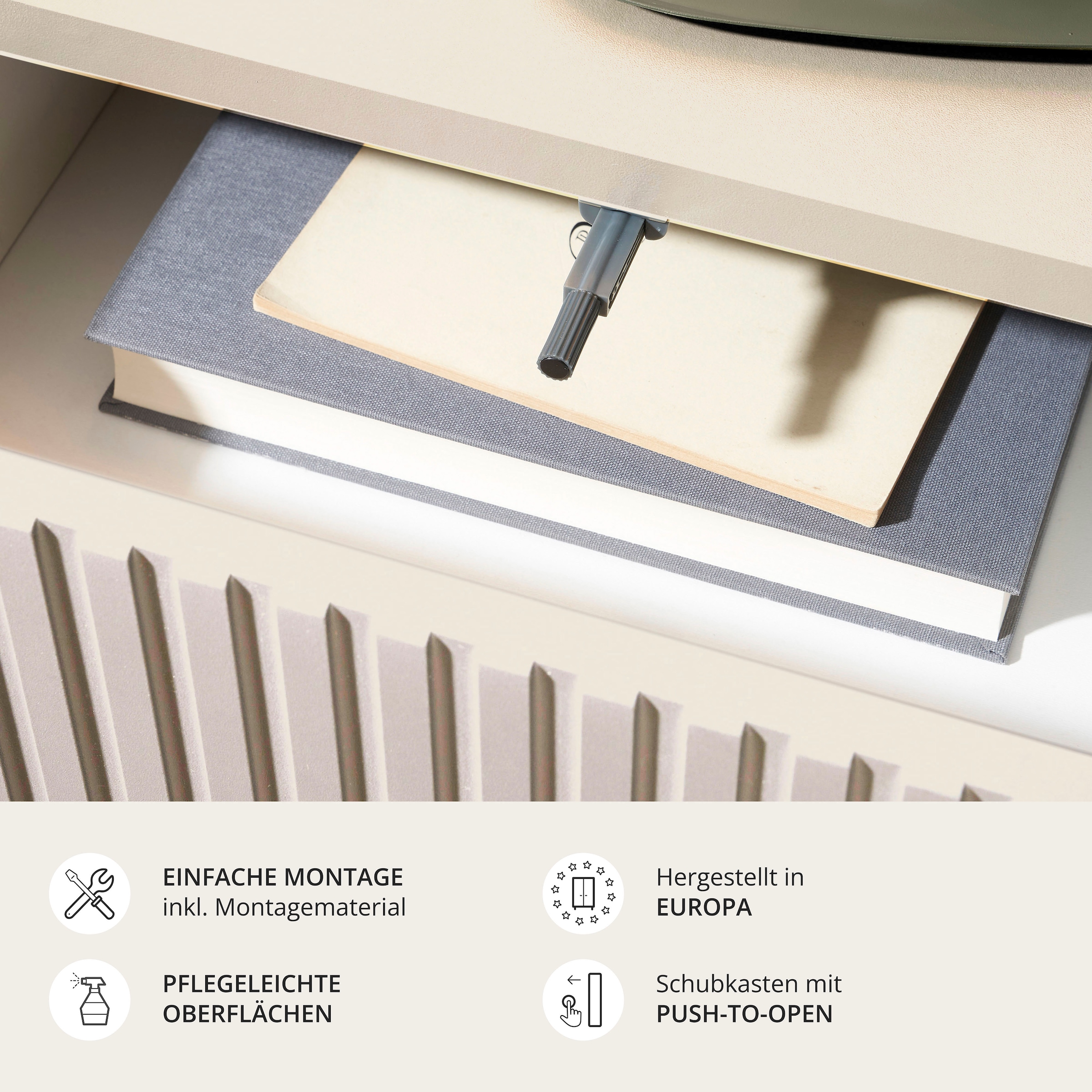 Schlafkontor Nachtkommode »Taboni Nachttisch, Nachtkonsole mit Push-to-open« Wandmontage