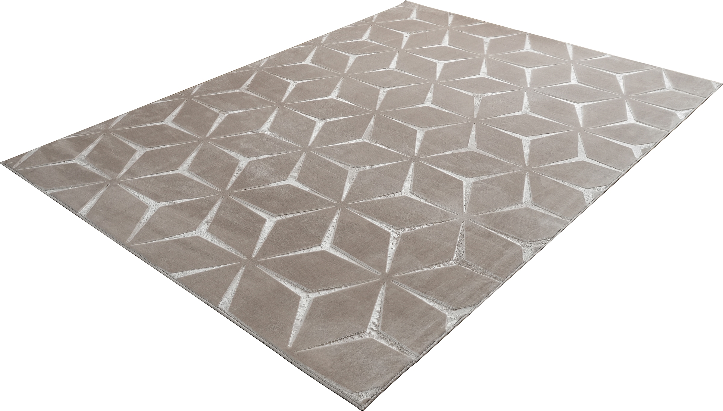 Kayoom Teppich »Calma 225« rechteckig 10 mm Höhe Kurzflor, 3-D Optik, Wohnzimmer