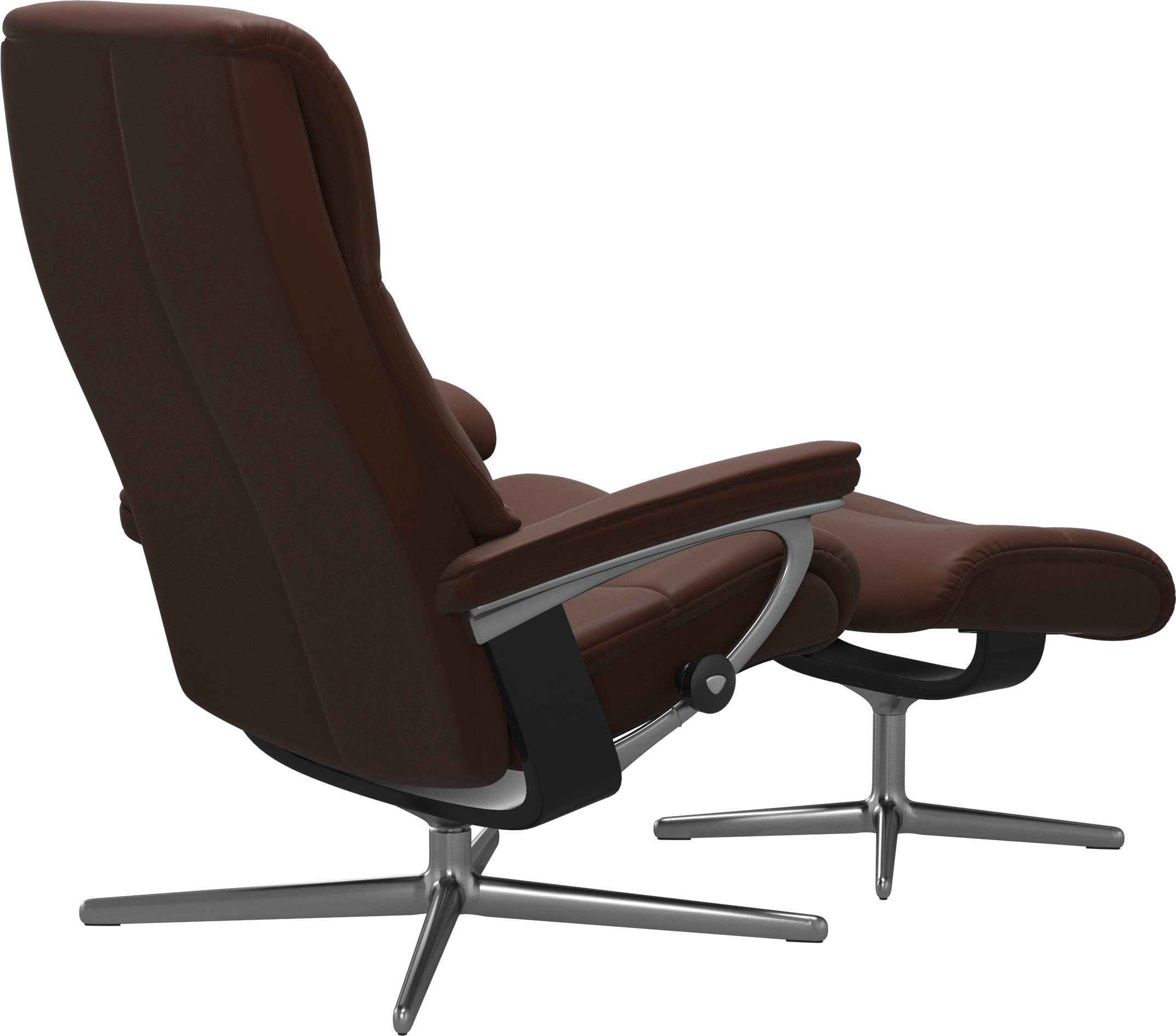 Stressless® Relaxsessel »View«, (Set, Relaxsessel mit Hocker), mit Hocker, mit Cross Base, Größe S, M & L, Holzakzent Schwarz