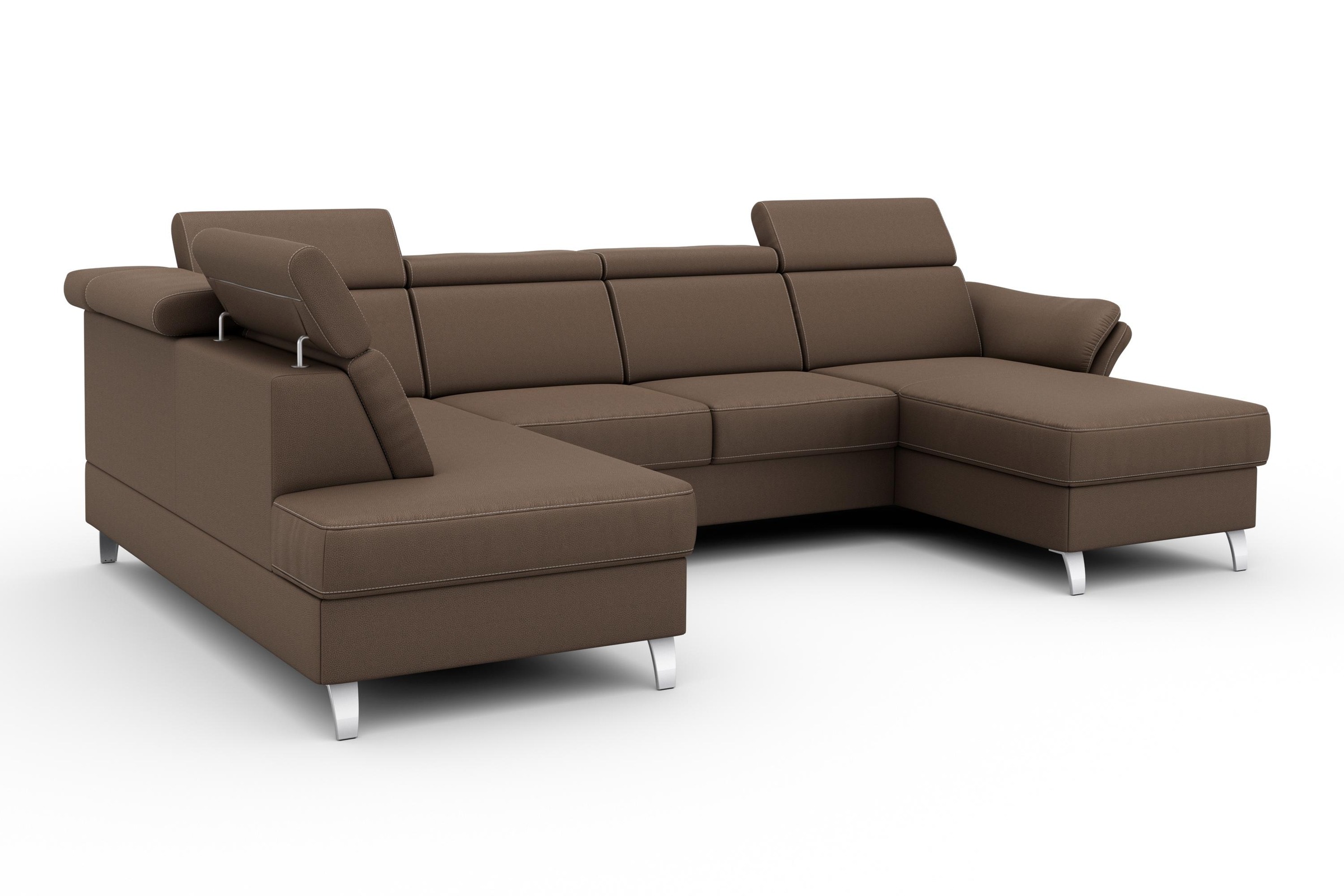 sit&more Wohnlandschaft »Vincenzo U-Form«, inklusive Kopfteilverstellung, wahlweise mit Bettfunktion, Bettkasten