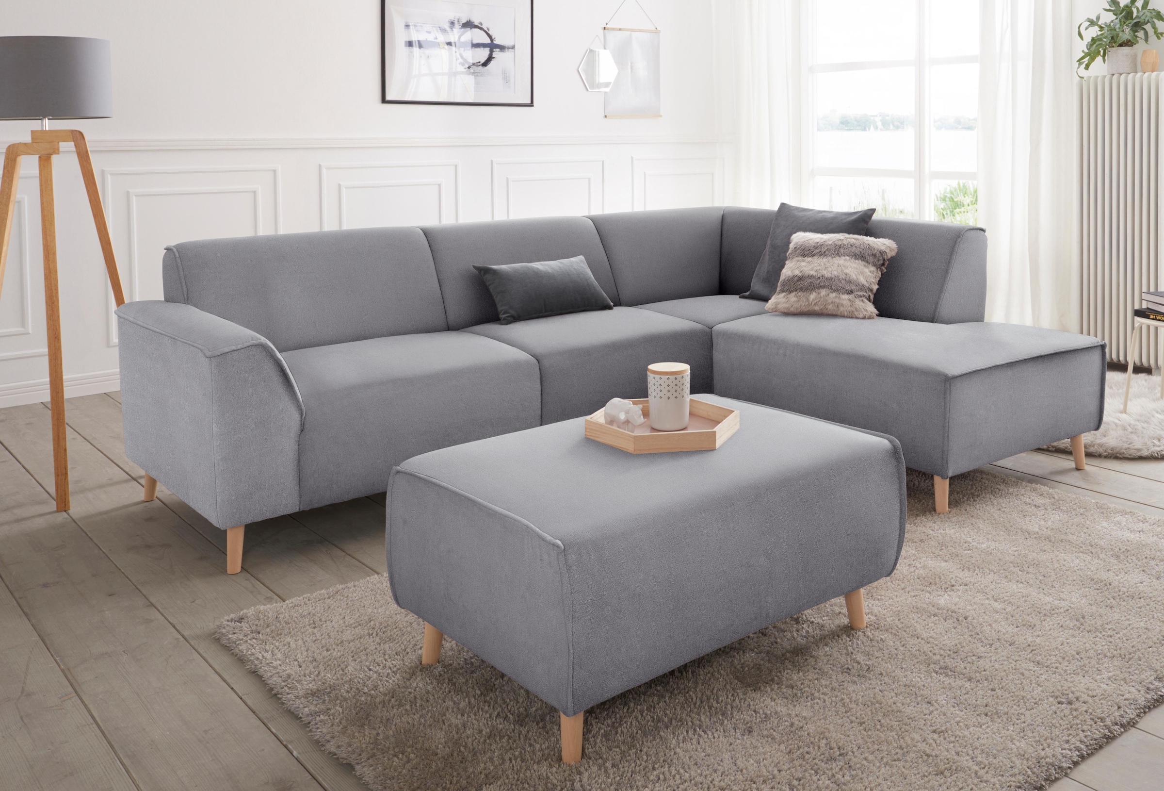 andas Ecksofa »Janek Scandic Design, elegant und zeitlos, L-Form«, mit Federkern und Keder in scandinavischem Design
