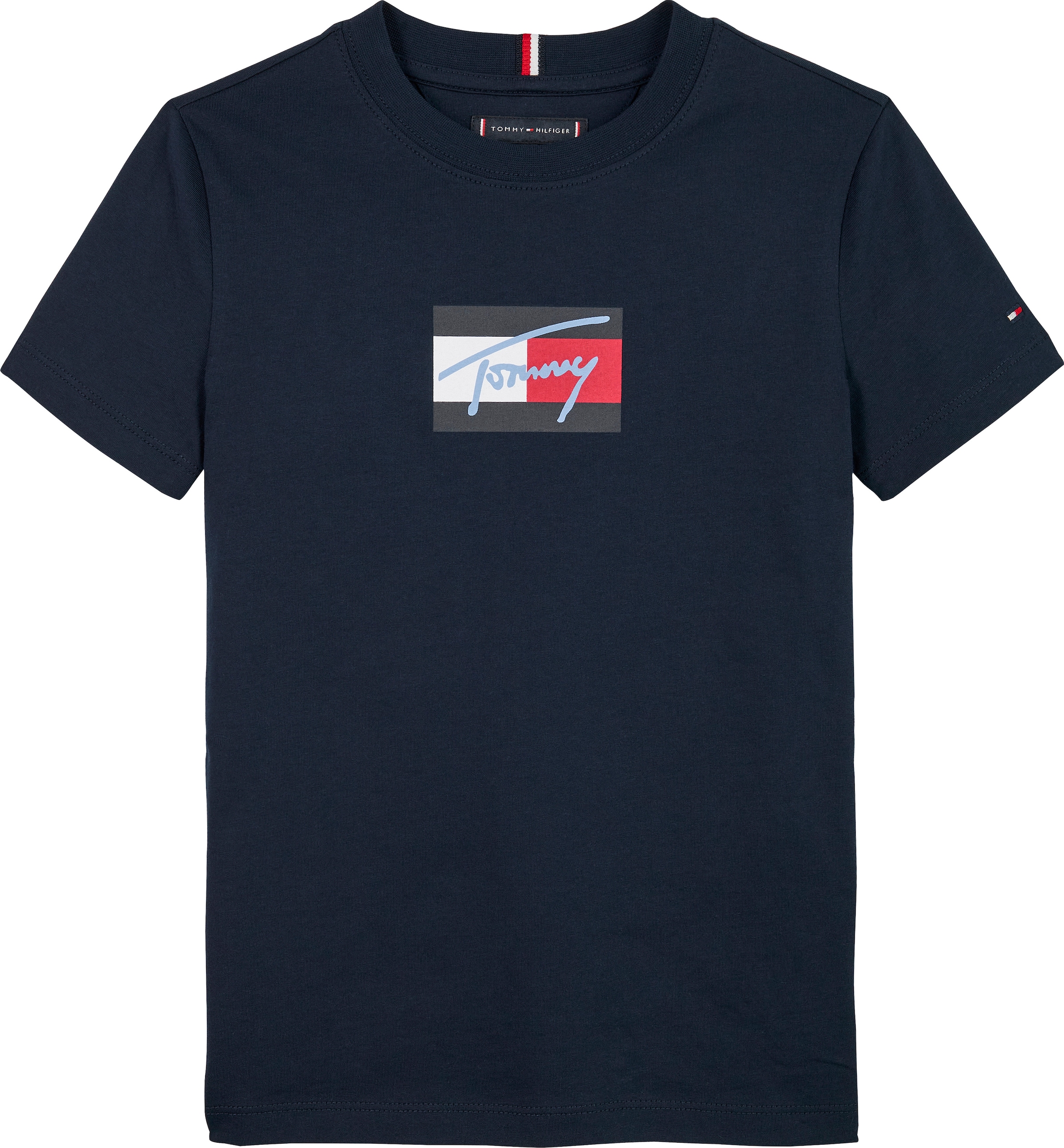 Tommy Hilfiger T-Shirt »TOMMY SCRIPT FLAG PRINT TEE SS«, für Kinder bis 16 Jahre, mit Logo-Print