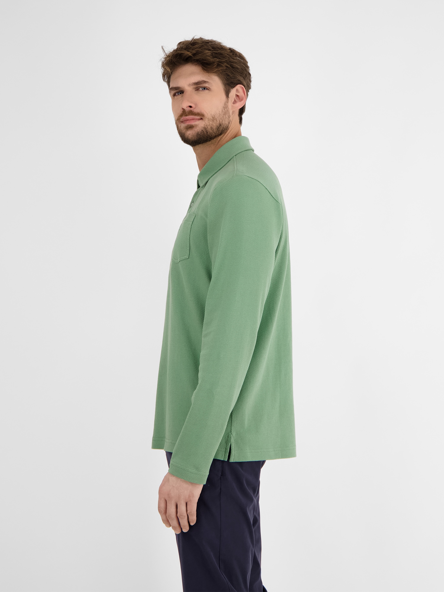 LERROS Langarmshirt »LERROS Herren Langarmpolo in Waffel-Piqué«