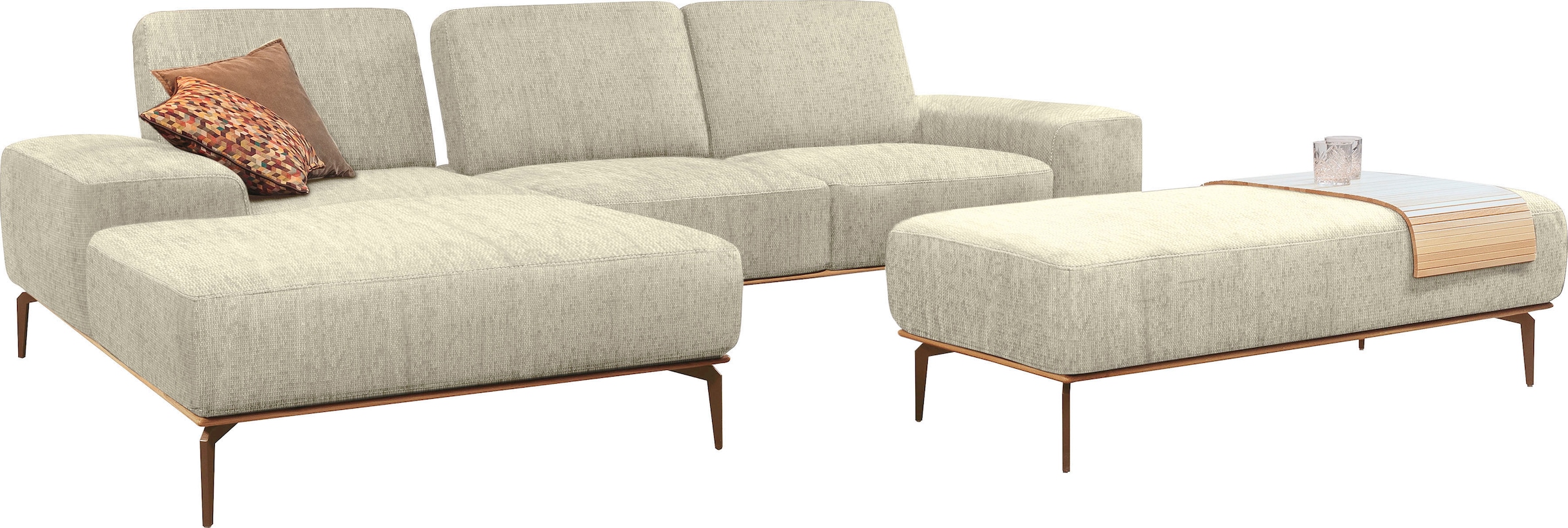 W.SCHILLIG Ecksofa "run", mit Holzsockel, Füße in Bronze pulverbeschichtet, günstig online kaufen