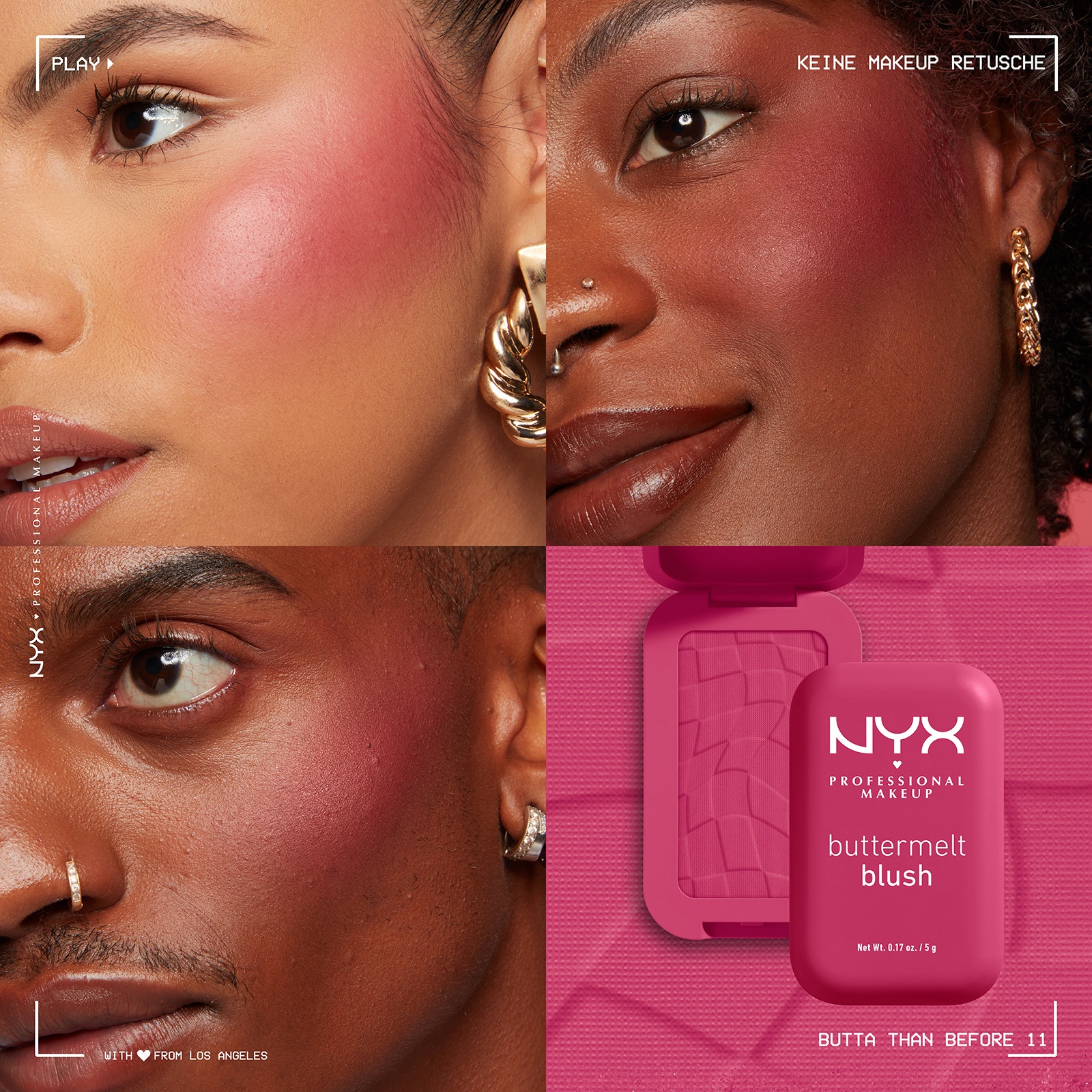 NYX Rouge »Makeup Buttermelt Blush«, Cremige, leichte Textur, variable Deckkraft, pflegende Formel.