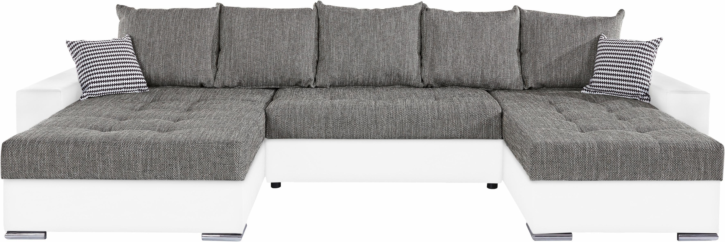COLLECTION AB Wohnlandschaft »XXL-Josy U-Form, Breite 333 cm, mit 2 Recamieren 77 & 97 cm«, inkl. Bettfunktion, Bettkasten, mit 5 gleich großen Rückenkissen