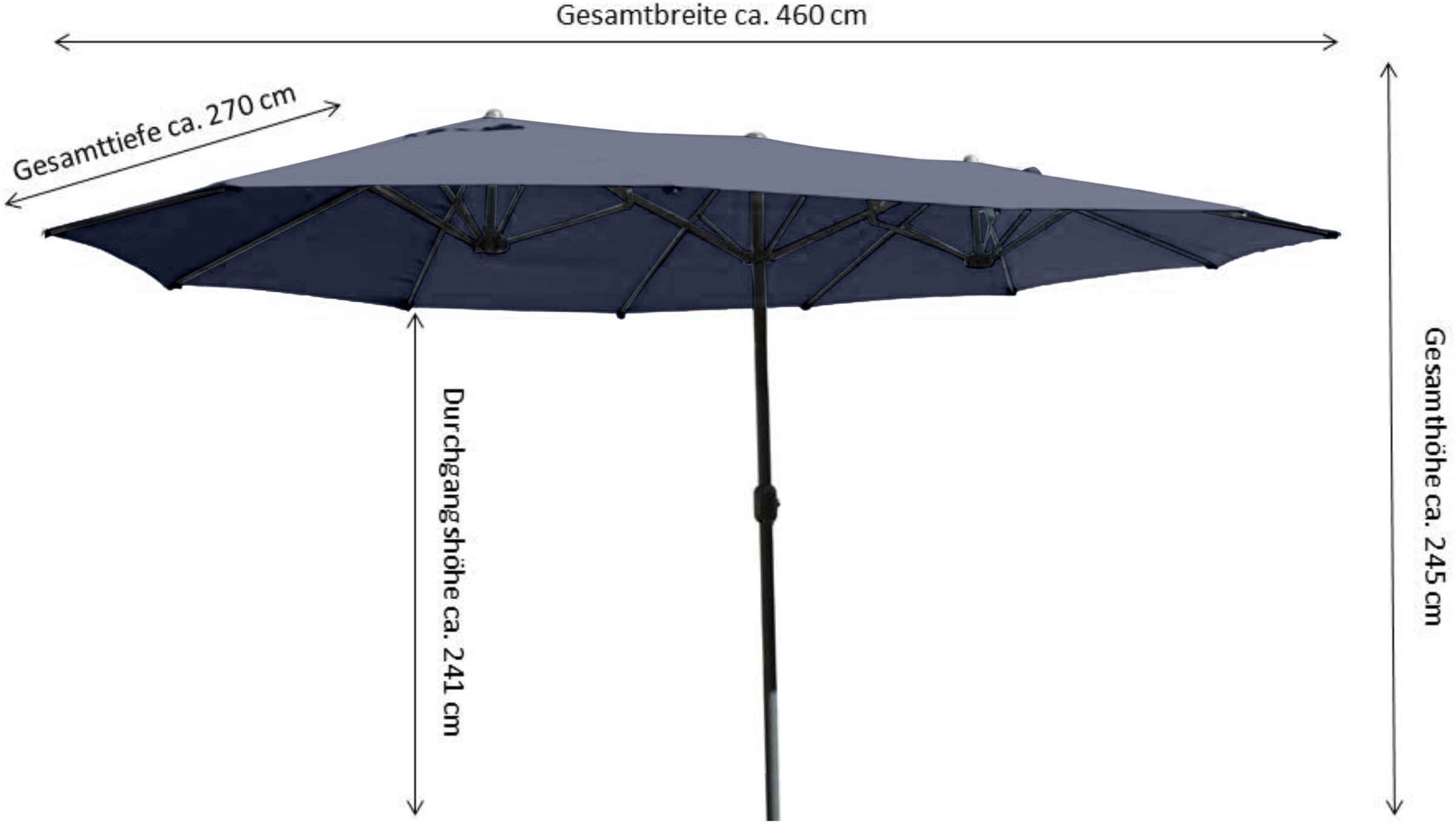 Leco Sonnenschirm »Oval-Schirm "DAS ORIGINAL" 4,6x2,7 m«, Aluminium-/Stahlrohrgestell