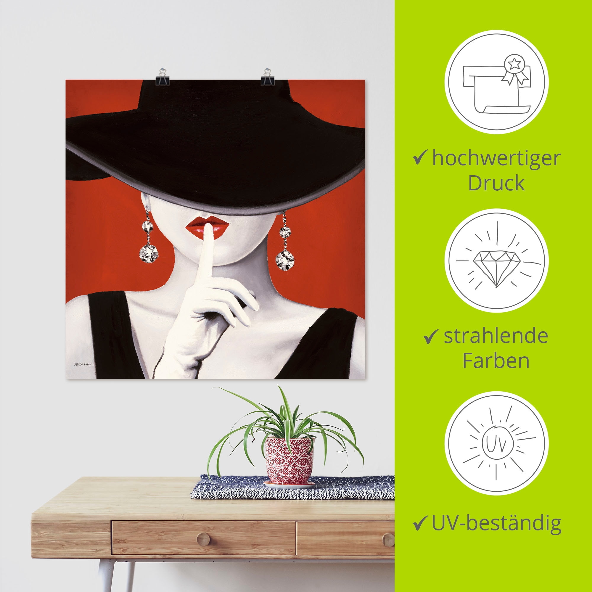 Artland Wandbild »Hut ab I«, Frau, (1 St.), als Leinwandbild, Poster, Wandaufkleber in verschied. Größen