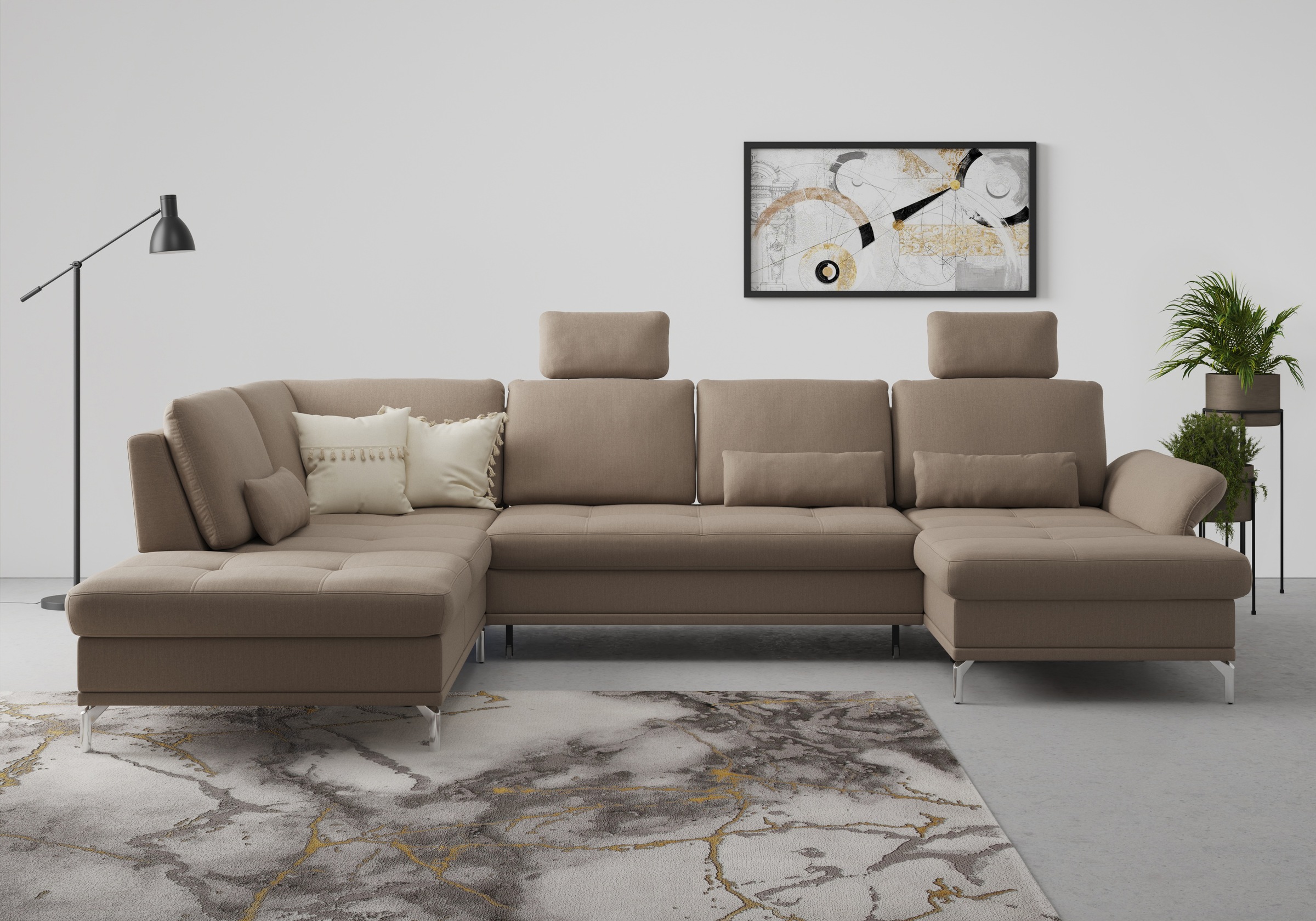 Home affaire Wohnlandschaft »Palm Beach U-Form« Federkern, mit Sitztiefenve günstig online kaufen