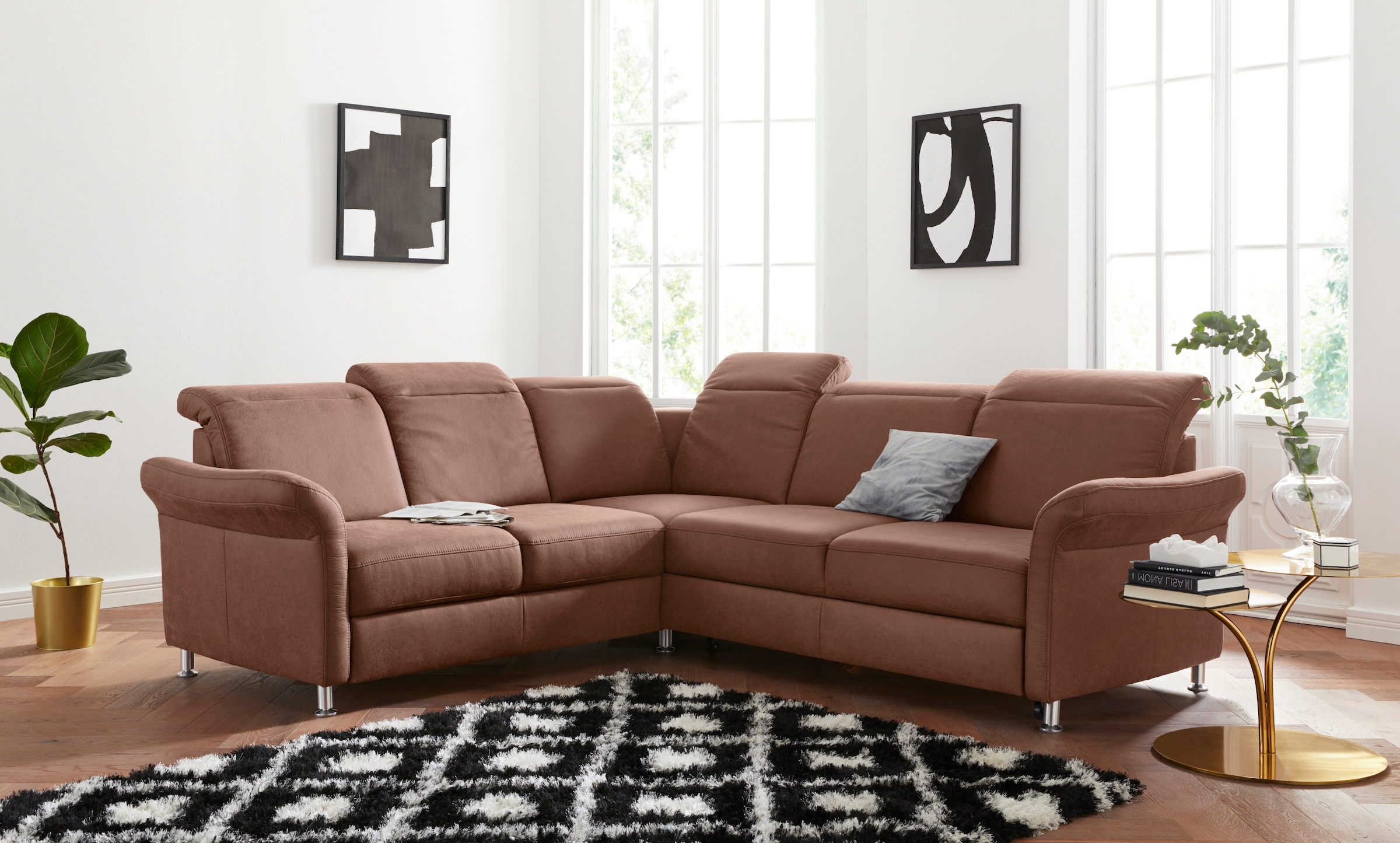 sit&more Ecksofa »Darwin L-Form« inklusive Federkern, wahlweise mit Kopftei günstig online kaufen