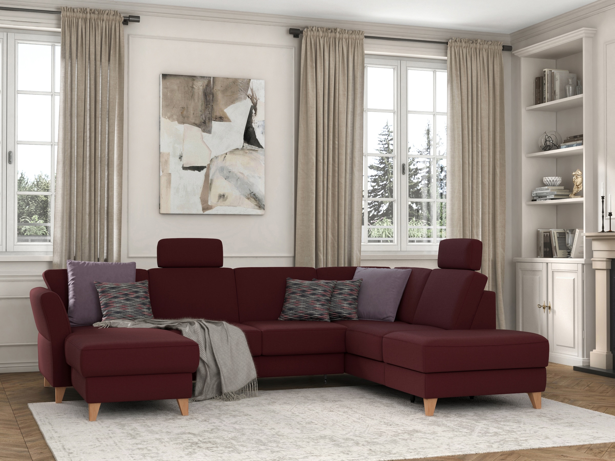 sit&more Wohnlandschaft »Visby U-Form«, wahlweise mit Bettfunktion und Stauraum, frei im Raum stellbar