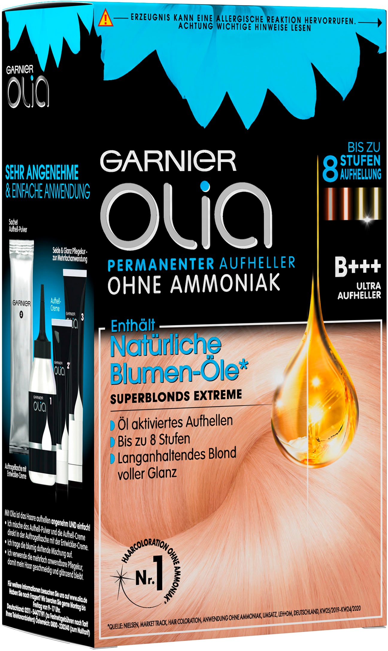 Coloration »Garnier Olia Aufheller«, (Set, 3 tlg.), mit pflegender Formel