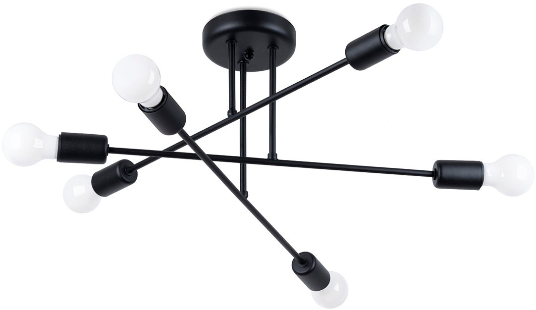 SOLLUX lighting Deckenleuchte »Kronleuchter NORAH 6R schwarz«, 6 flammig, L günstig online kaufen