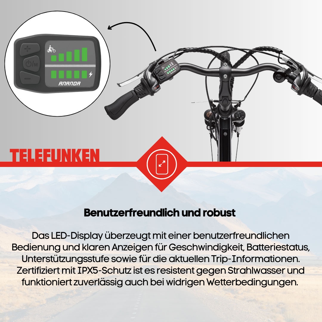 Telefunken E-Bike »Expedition XT480«, 21 Gang, Shimano, Heckmotor 250 W, (mit Fahrradtasche), Pedelec, Elektrofahrrad für Damen