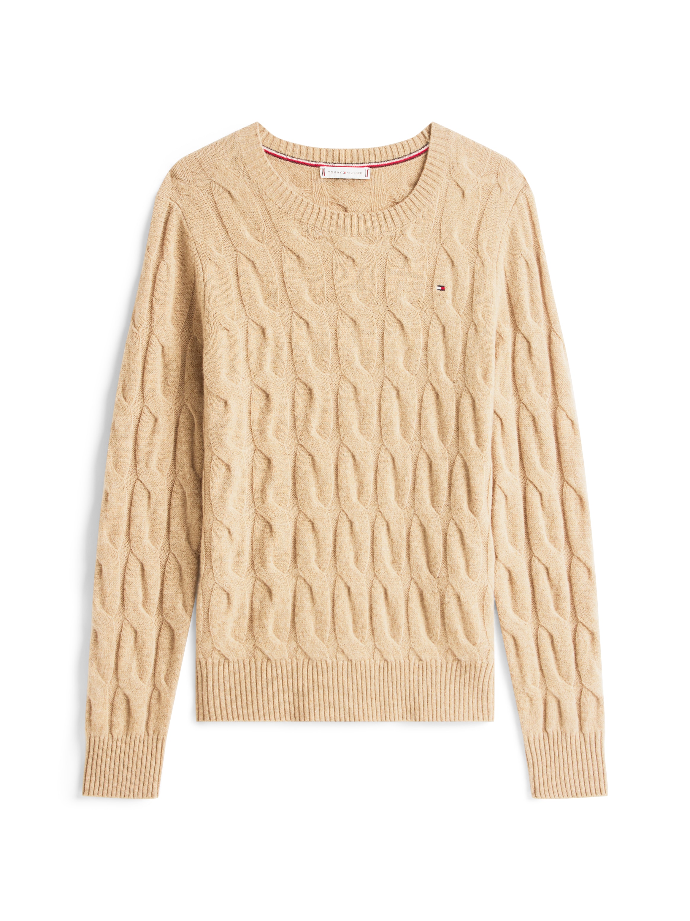 Tommy Hilfiger Strickpullover »SOFT WOOL CABLE C-NK« Wolle, mit Zopfmuster