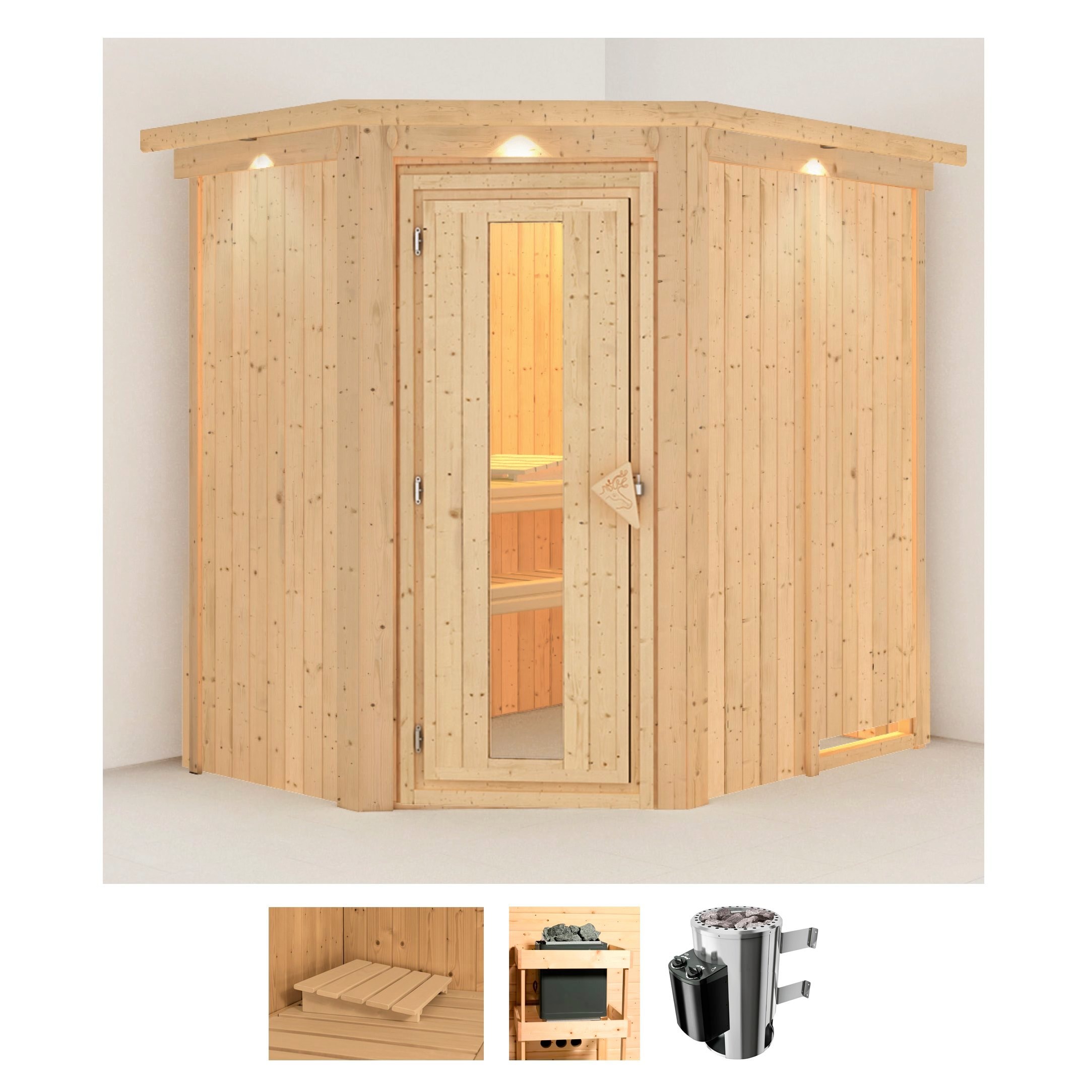 Karibu Sauna »Swantje«, 3,6-kW-Plug & Play Ofen mit integrierter Steuerung günstig online kaufen