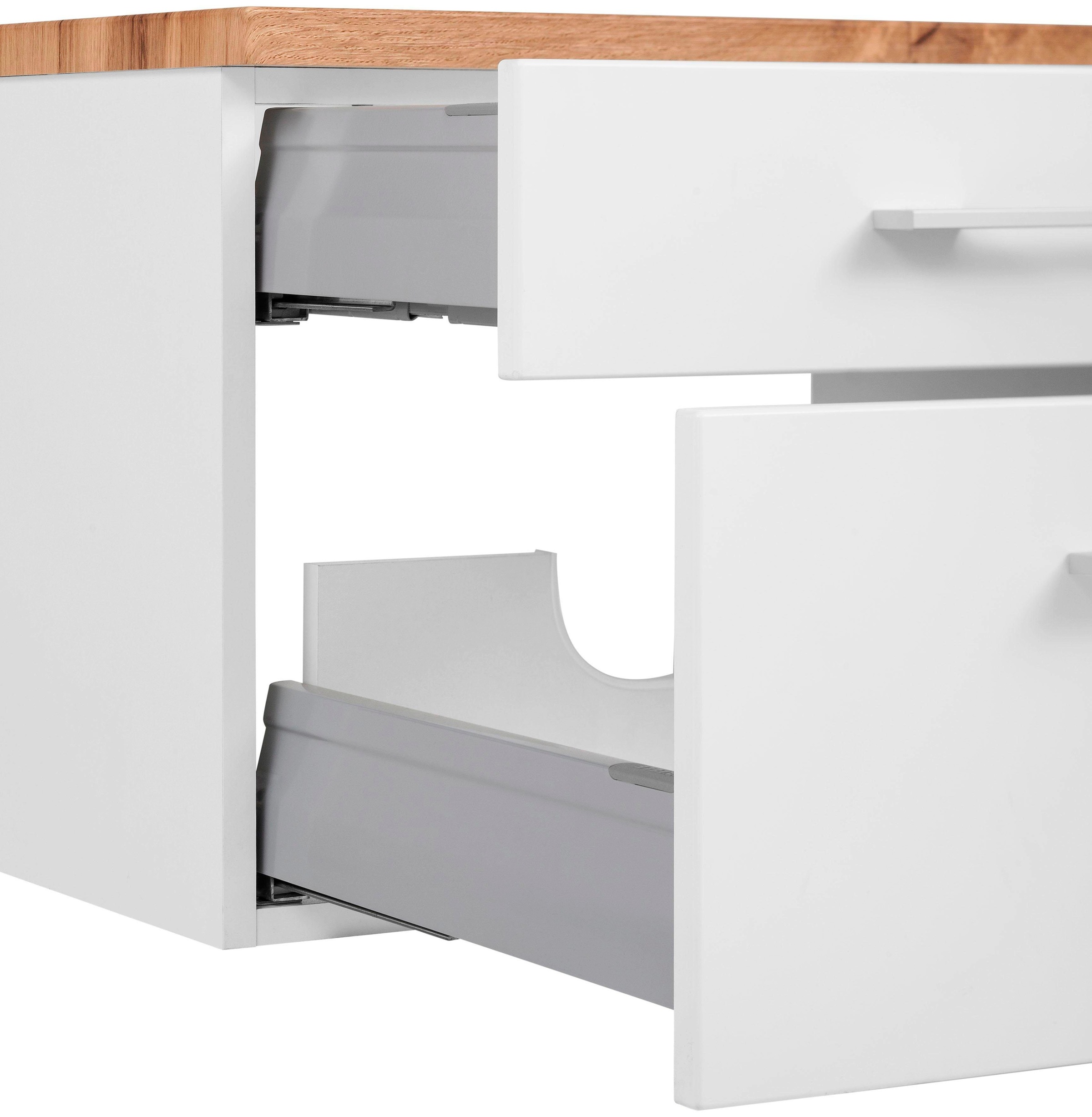 welltime Badmöbel-Set »Davos«, (2 St.), Spiegelschrank Breite 60 cm, mit rechteckigem Waschbecken