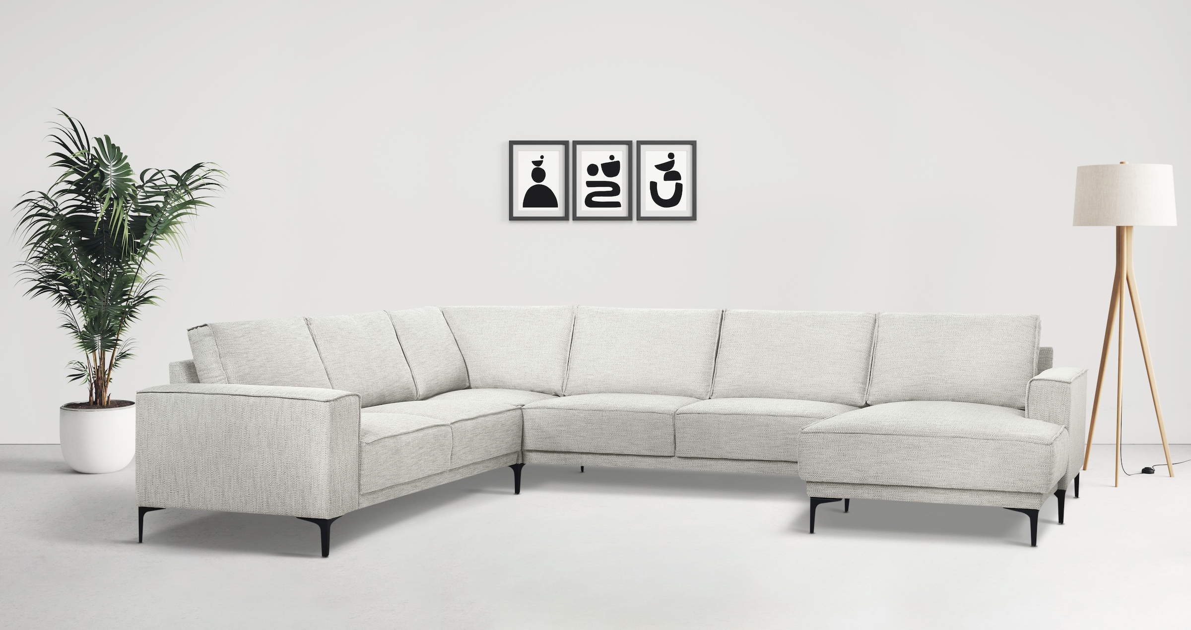 Places of Style Wohnlandschaft »Oland«, U-Form, im zeitlosem Design und hochwertiger Verabeitung