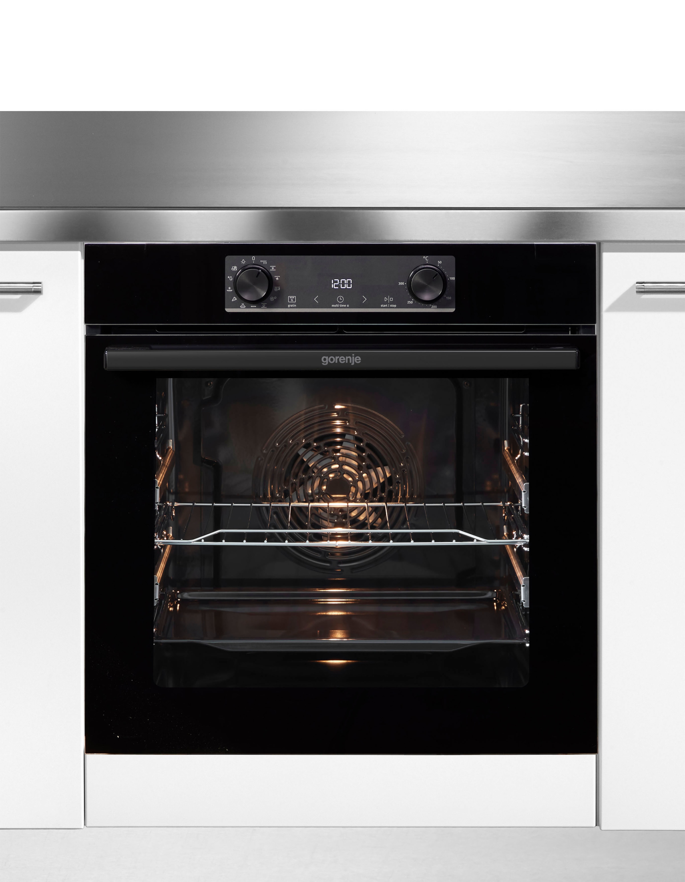 GORENJE Einbaubackofen »BOS6737E09BGOT« mit 2-fach-Teleskopauszug mit Aqua-Reinigungsfunktion Pizzafunktion mit 300 °C – perfekt für Pizza, Focaccia und mehr!