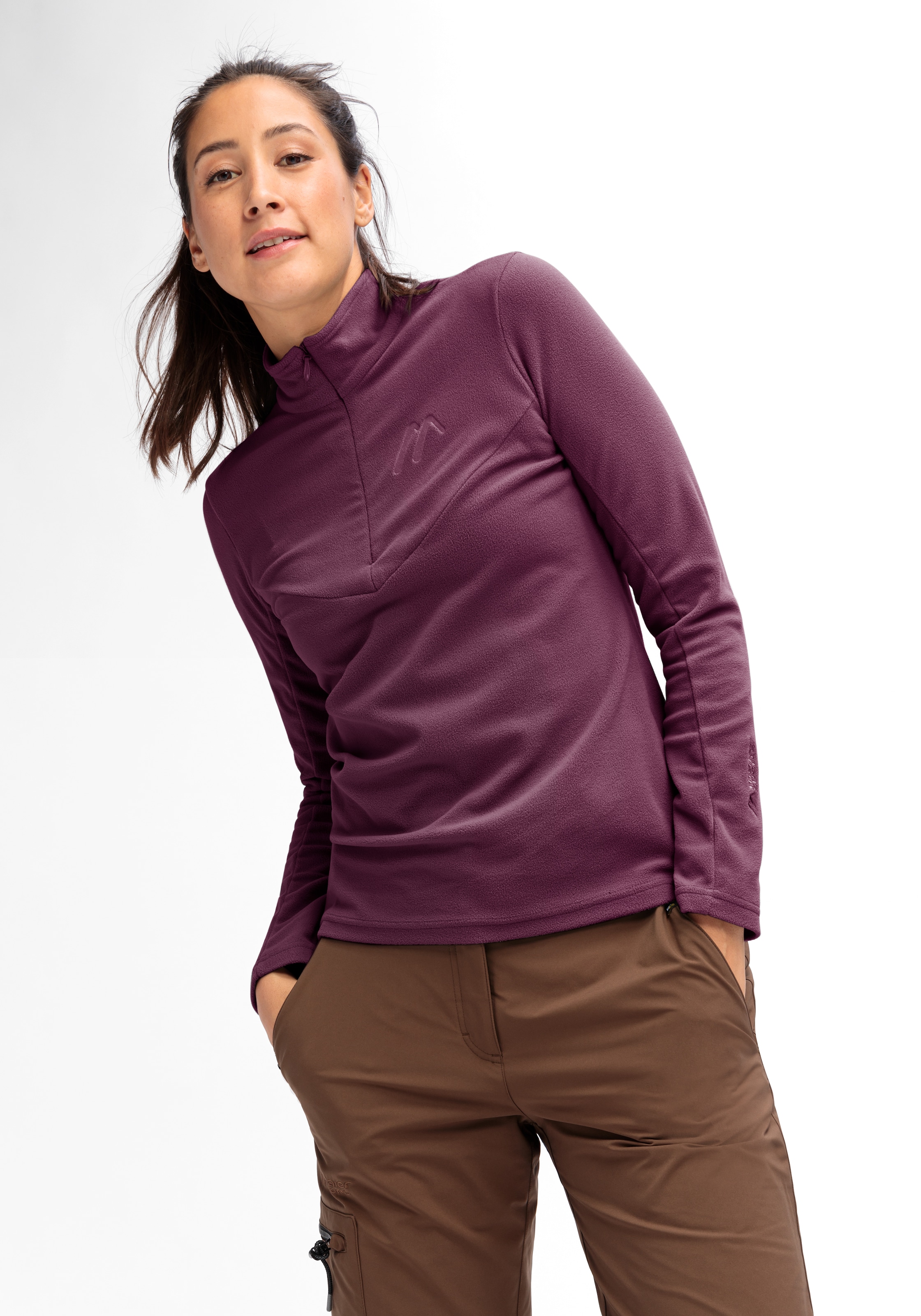 Maier Sports Fleecepullover »Denise HZ W«, Damen Midlayer, pflegeleichtes Half-Zip Fleece