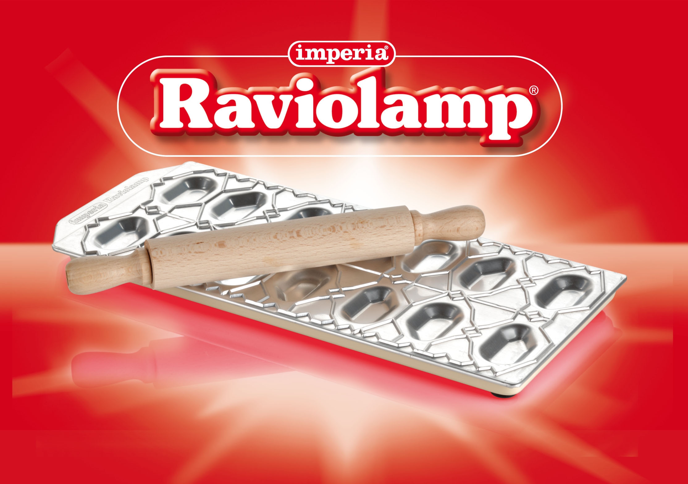imperia Ravioliform für 14 "Ravioli Pesciolini", inkl. Teigrolle, Aluminium