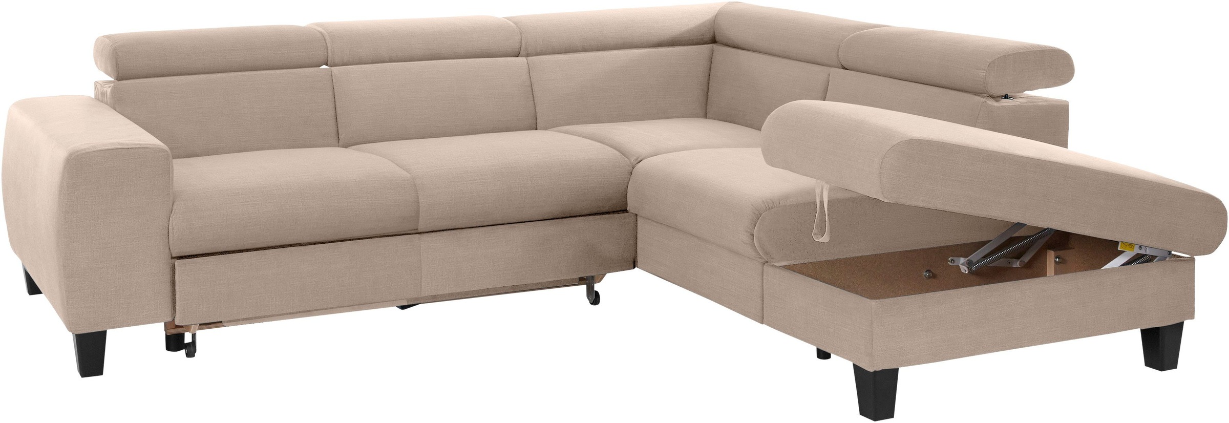 COTTA Polstergarnitur »Morven L-Form«, (Set), Set bestehend aus: Ecksofa mit Kopfteilverstellung & Hocker