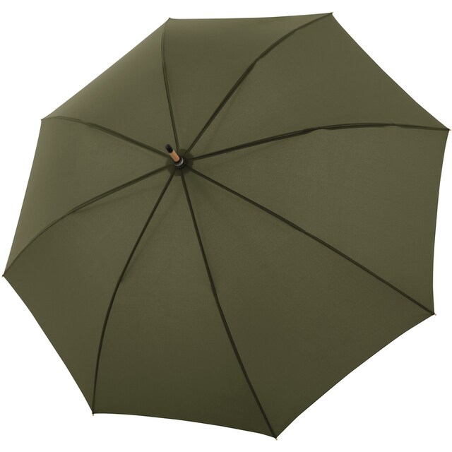 doppler® Stockregenschirm »nature Long, deep olive«, aus recyceltem Material  mit Schirmgriff aus Holz online bei